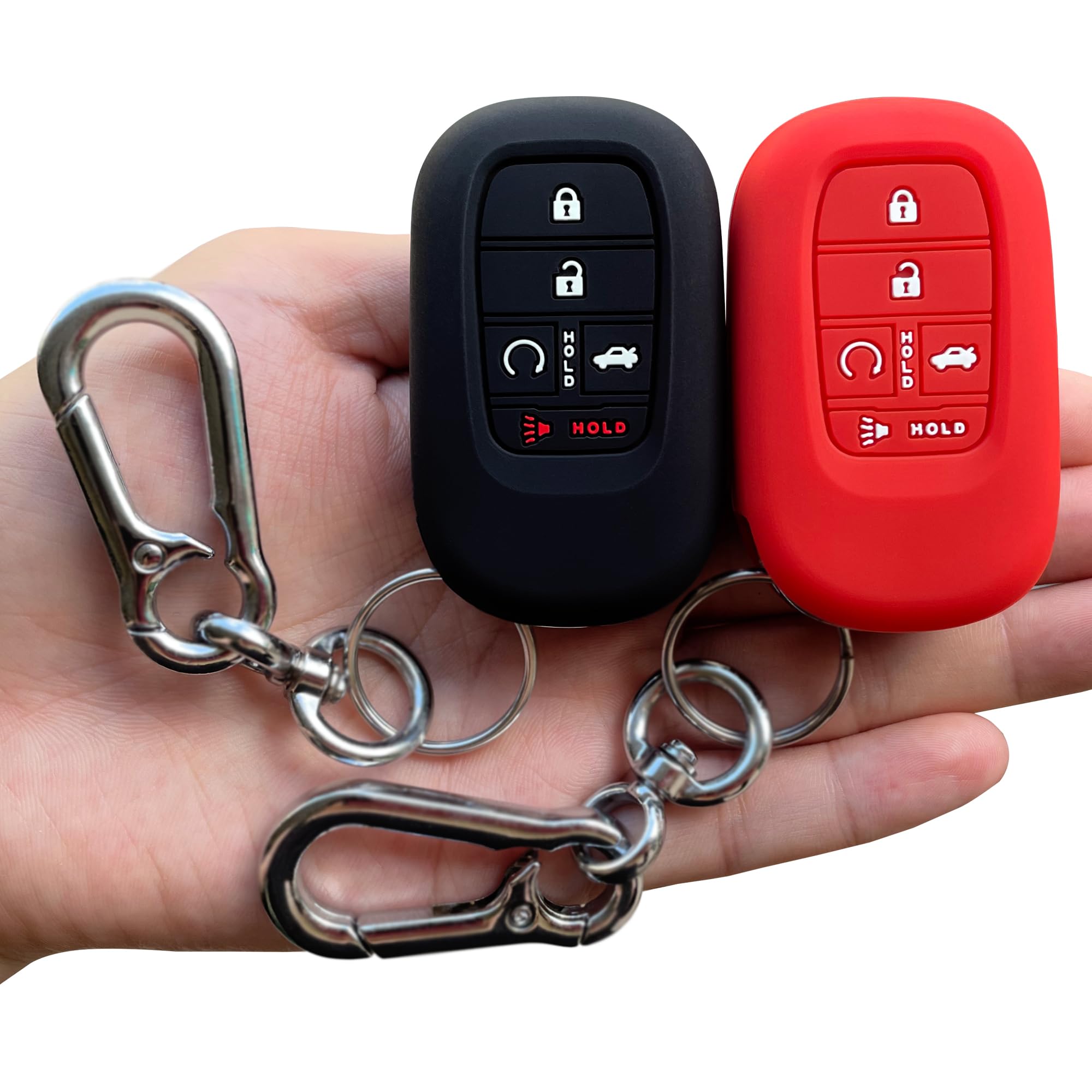 Tandrive Key Fob Cover For (5 Buttons) Honda 2022 2023 2024 2025 Civic Accord Hr-V Pilot Cr-V, Silicone, 2-Pack, Black Red