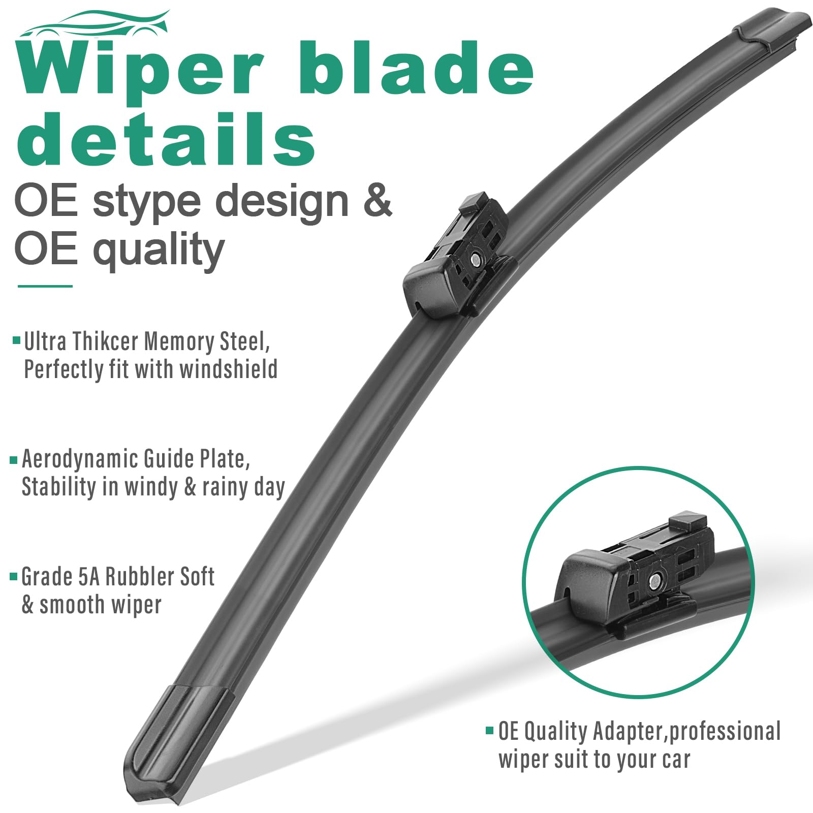 26'' 19'' Windshield Wiper Blades Replacement For Tesla Model Y 2020-2023 Model 3 2017-2023 Premium All Weather Wiper Blade -Oem