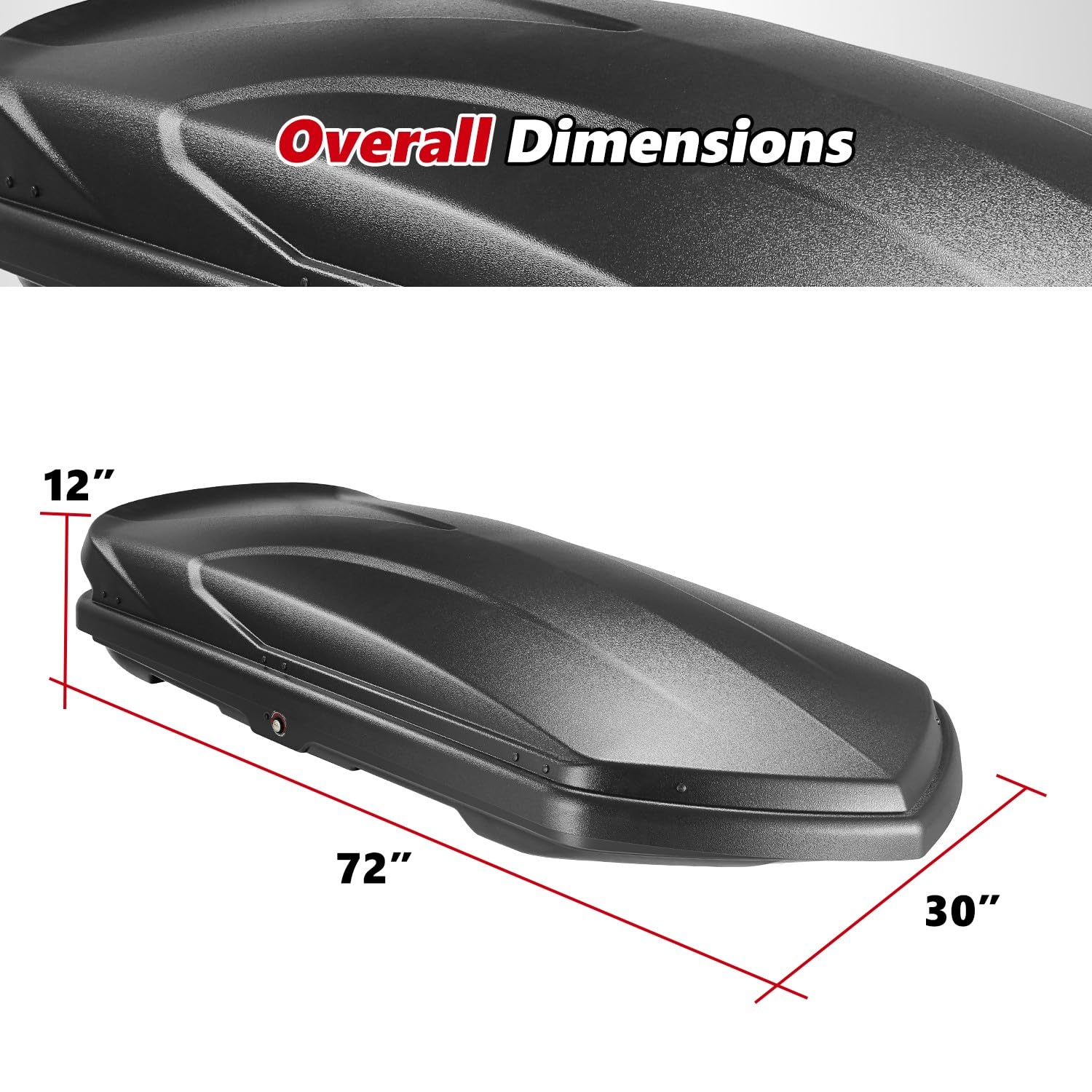 DNA MOTORING Rooftop Cargo Lock Box Carrier Lockable Heavy Duty Car Top Storage Case, Capacity 110 Lbs, 72'' x 30'' x 12'' (L x