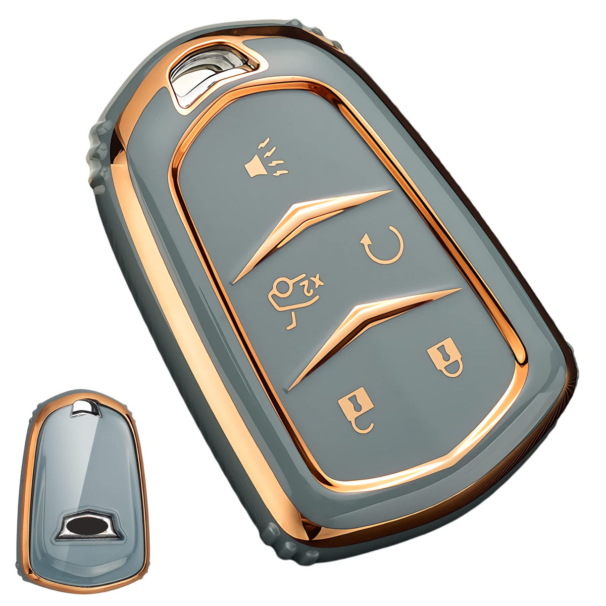 Cacacar Premium Soft Tpu Full Protection Key Fob Case For Cadillac Escalade Ats Cts Sts Srx Xt5 Ct6 Smart Key Cover, Gray