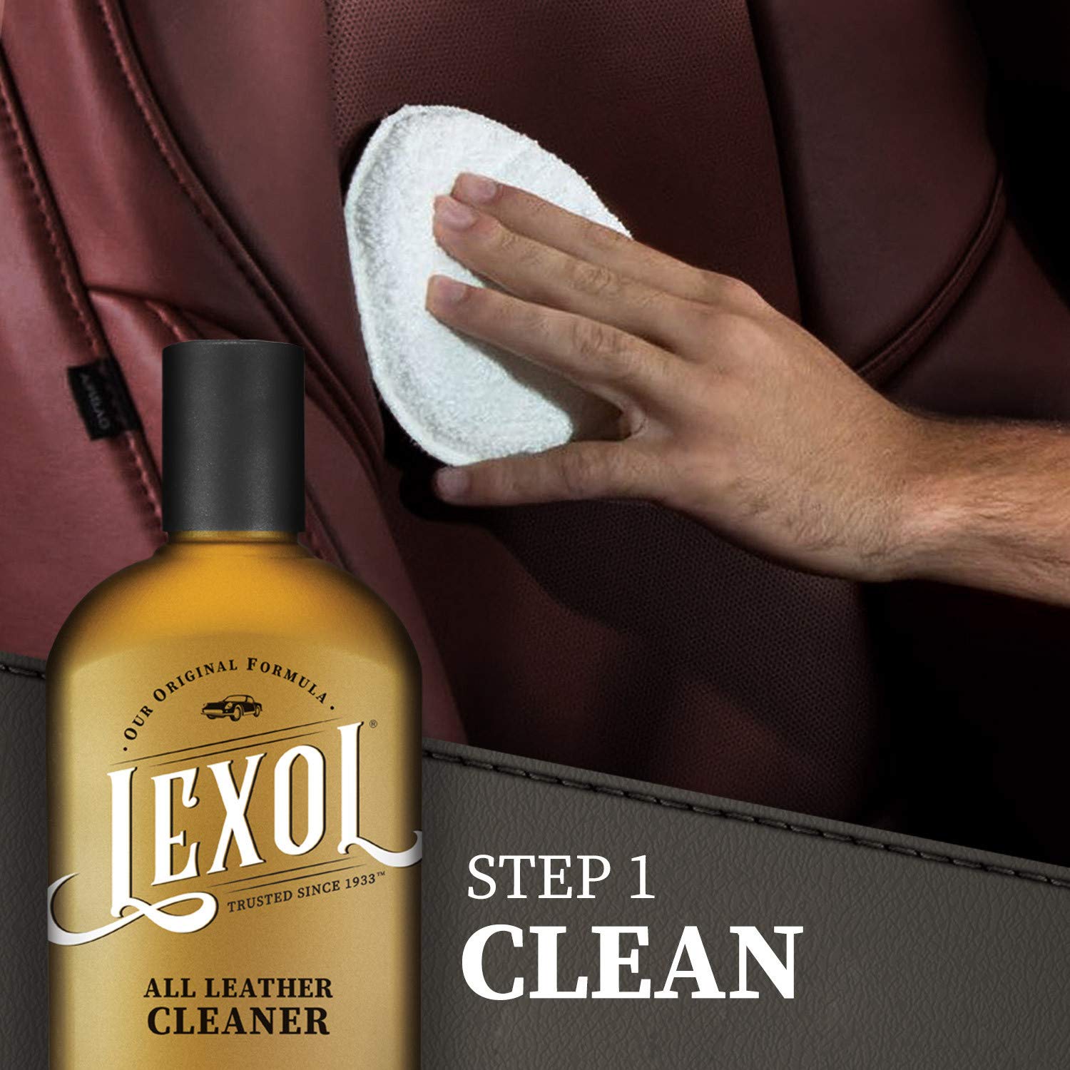 Lexol Leather Cleaner & Conditioner Kit - 8 Oz, Multicolor - Perfect for Car Seats, Furniture, Shoes, Gloves, & Saddles - 2 Bottles & Sponges