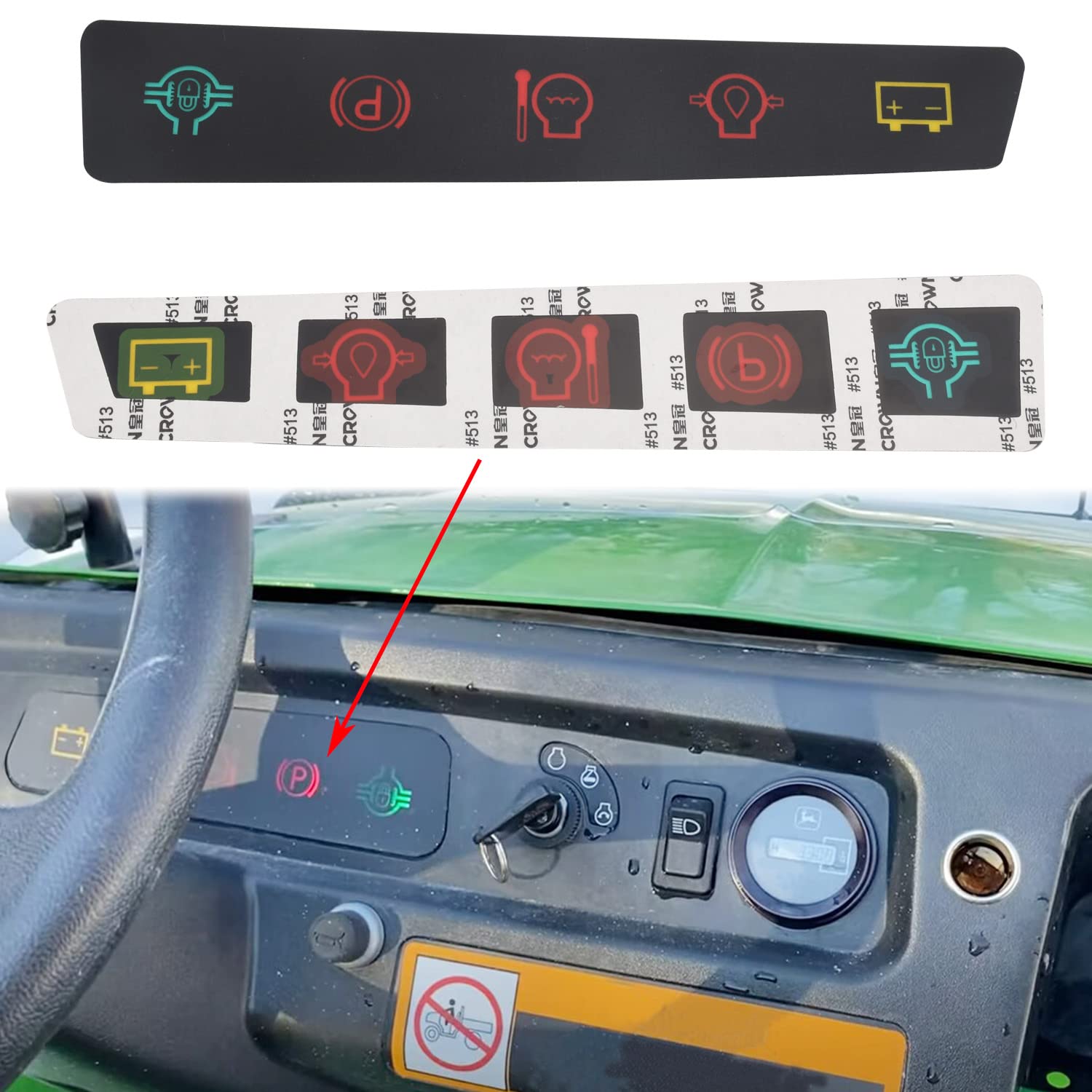 Kitchenkipper 2 Pack M117670 Dash Panel Decal/Instrument Panel Indicator Label For Johnd-Eere Utility Vehicle 4X2, 6X4 Serial Be