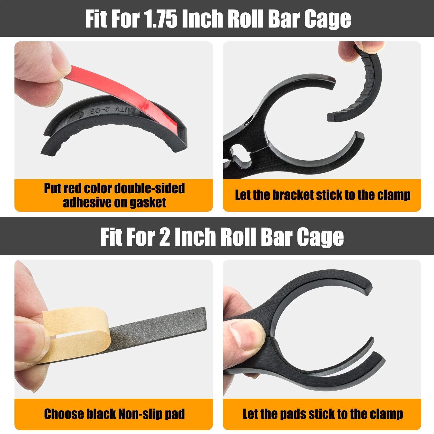 RANSOTO UTV Offroad Side Rear View Mirror And Center View Mirror With 1.75'' to 2'' Roll Bar Cage Mount Compatible With Polaris