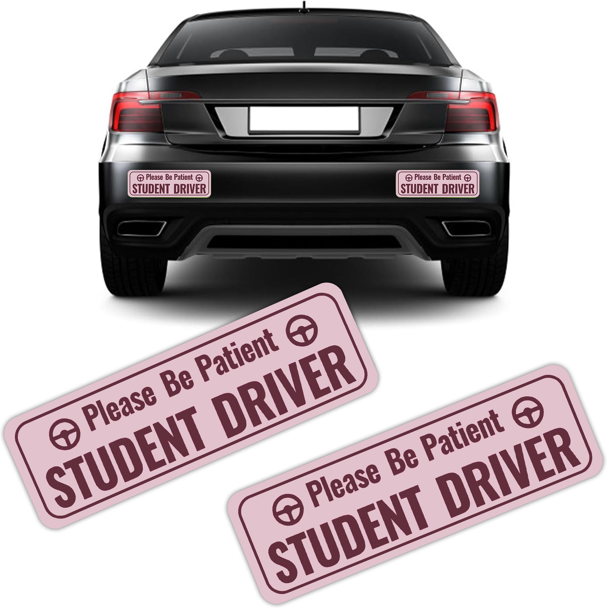 2PCS Student Driver Magnet for Car,Highly Reflective Student Driver Sticker for Car Door/Trunk/Hood/Bumper,Universal Removable P