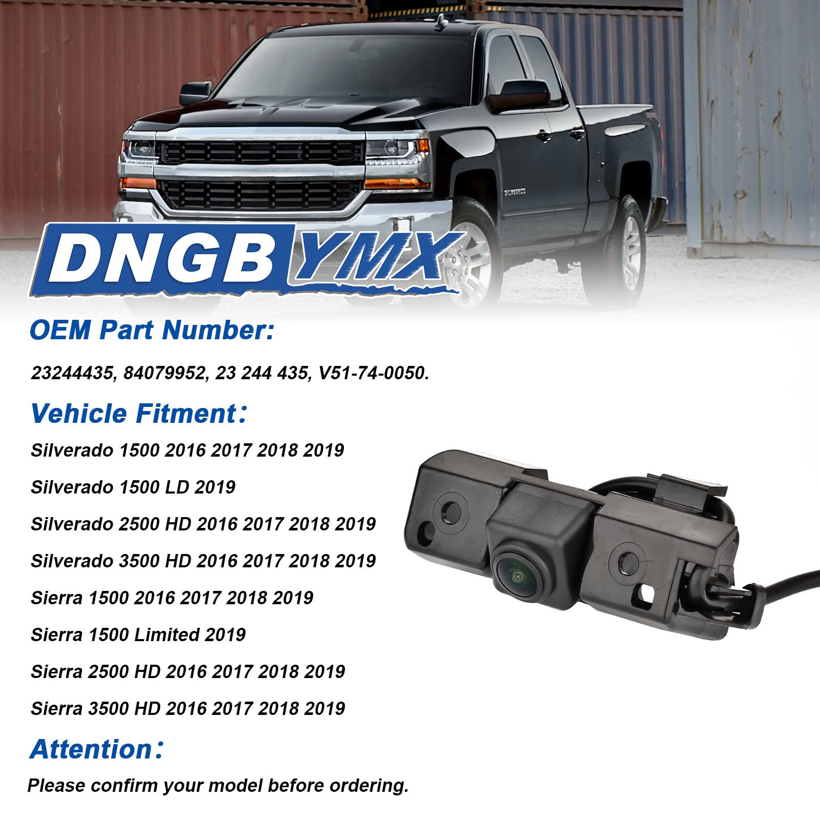 Backup Camera Rear View Camera Compatible With Chevy Silverado Gmc Sierra 1500 2500Hd 3500Hd 2016 2017 2018 2019 Replaces # 2324