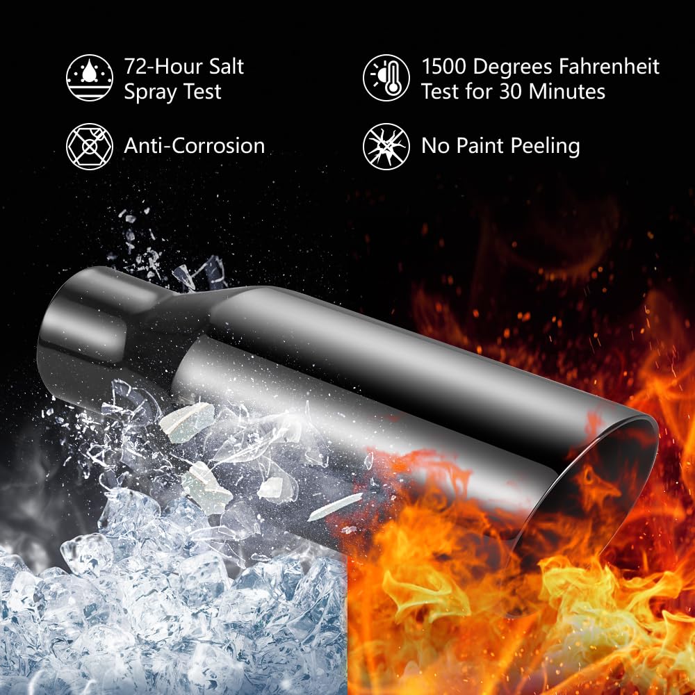 Autarboor Exhaust Tip 2.5 Inch Inlet, 2.5'' Inlet 4'' Outlet 12'' Overall Length Stainless Steel Chrome-Plated Exhaust Pipe,Angl