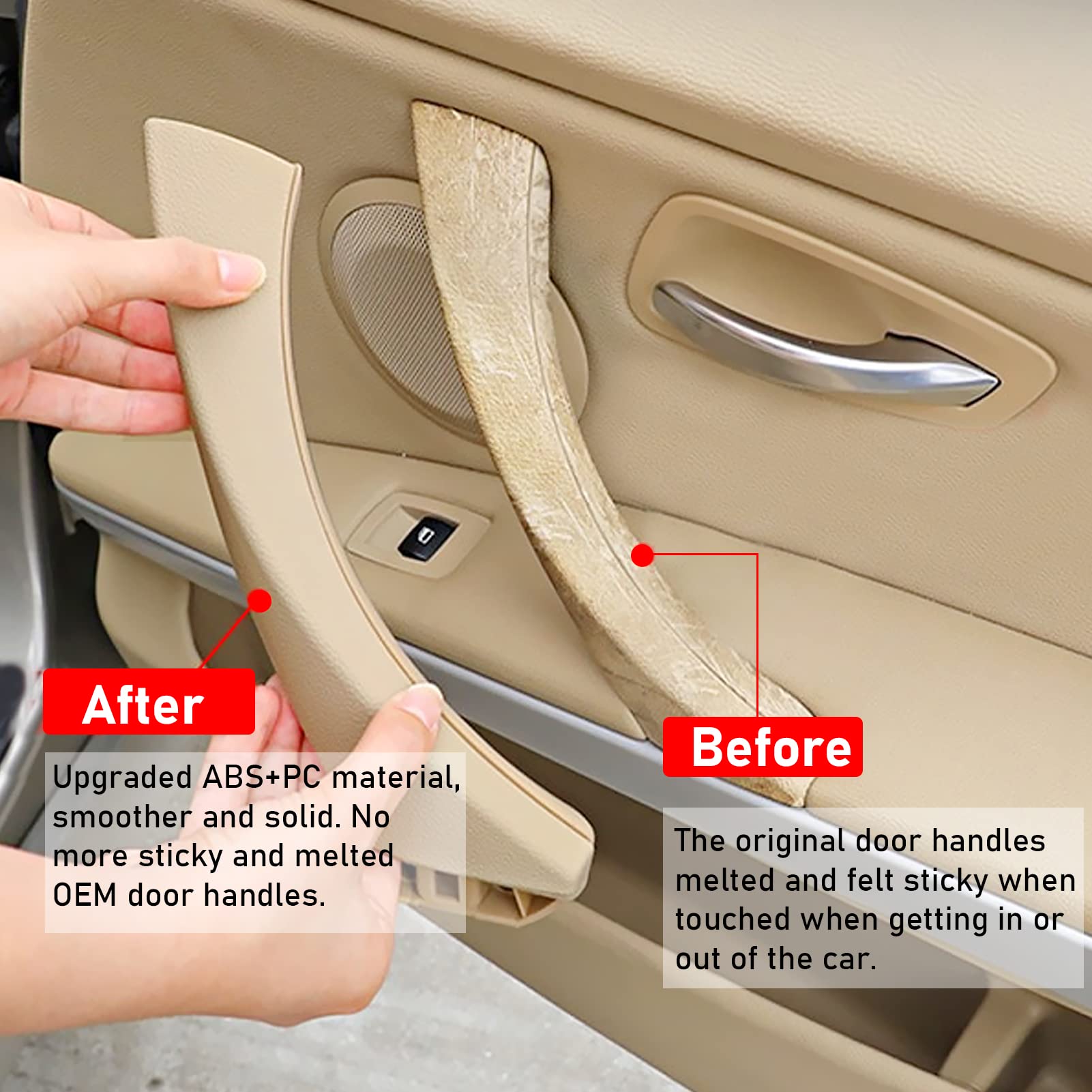 Jaronx Compatible With Bmw 3 Series Door Handle E90/E91/E92/E93 2004-2011, 6Pcs Door Pull Handle Replacement Left And Right Interior Door Handle Set For Bmw 318I,320I,323I,325I,328I,330I,335I(Beige)