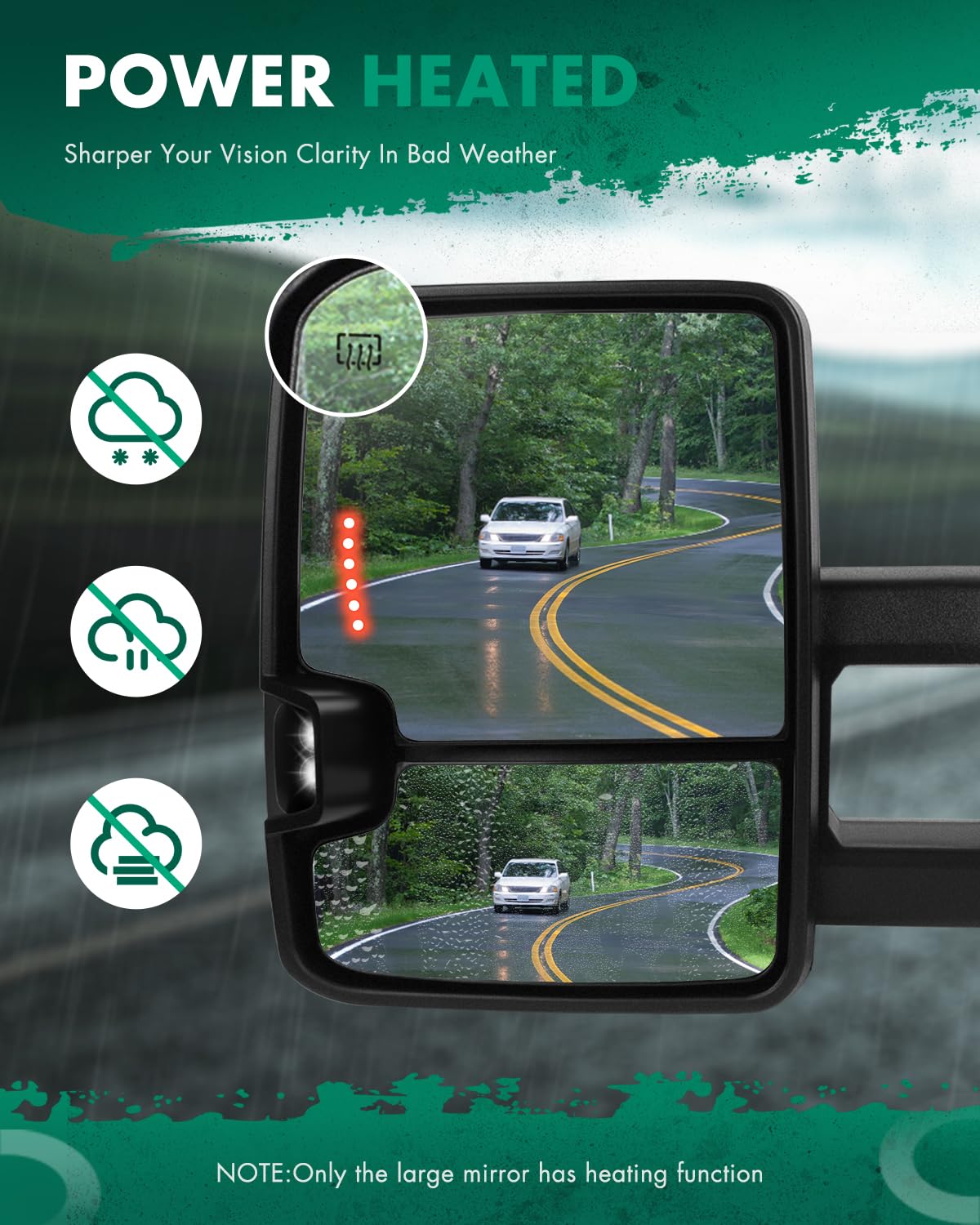 Scitoo Power Heated Chrome Towing Mirrors Led Signal Light Fit 1999-2002 For Silverado/For Sierra Side Mirror Pair Set