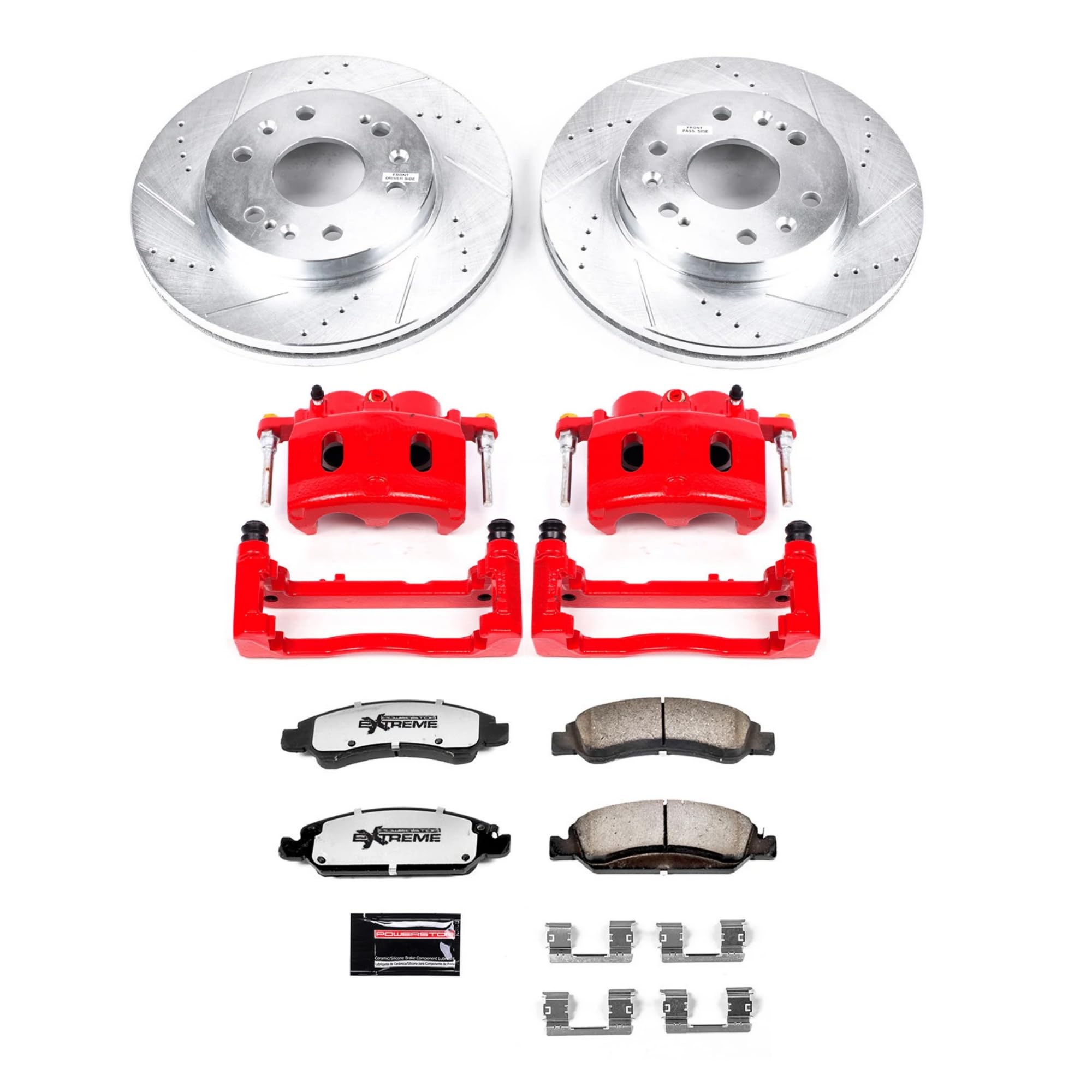 Power Stop KC2069-36 Z36 Truck & Tow Front Caliper Kit with Drilled and Slotted Brake Rotors, Carbon-Fiber Ceramic Brake Pads Fo