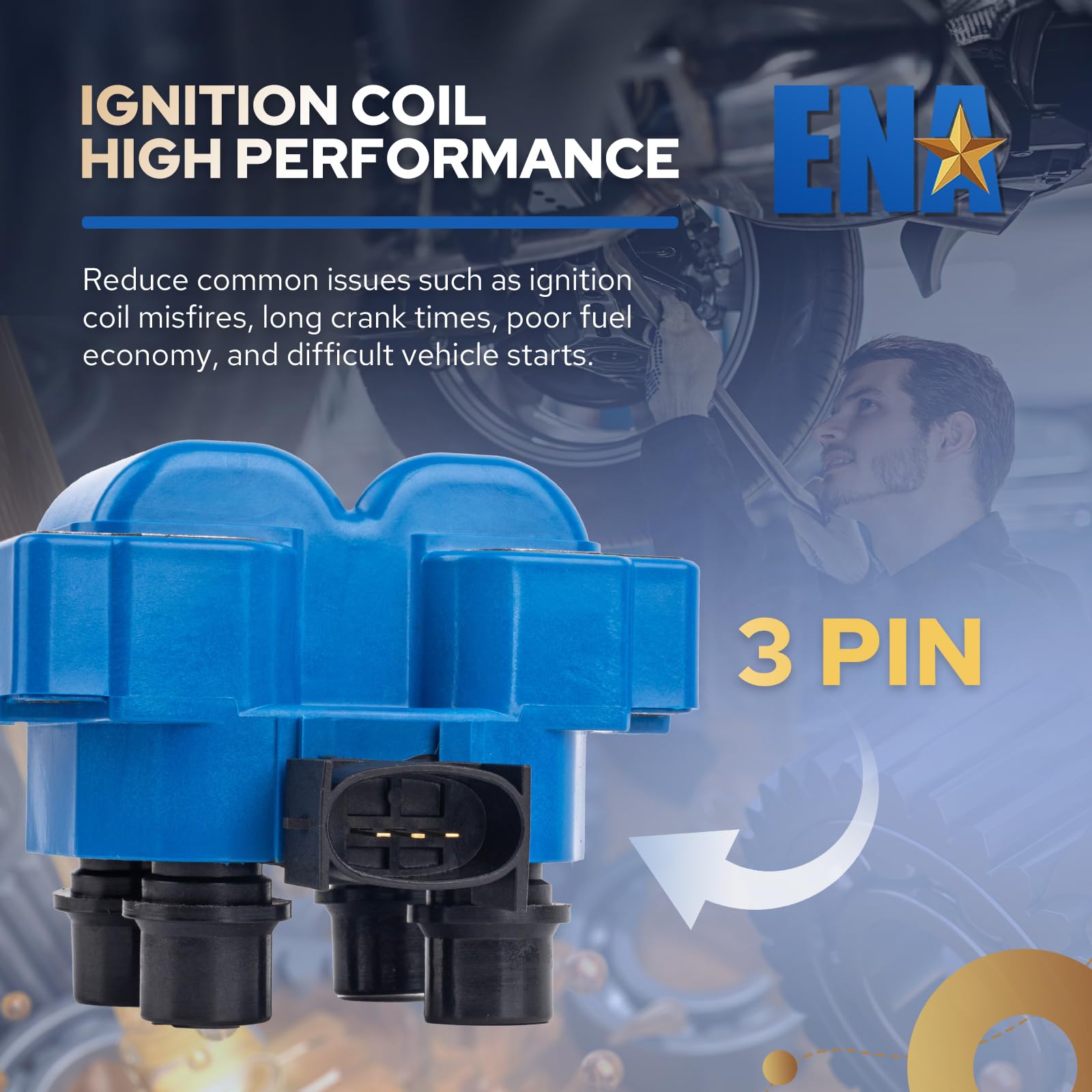 Ena Set Of 2 Blue Ignition Coil Pack Compatible With Ford Lincoln Mazda Mercury F150 F250 E150 Escort Explorer Mustang Ranger Ex