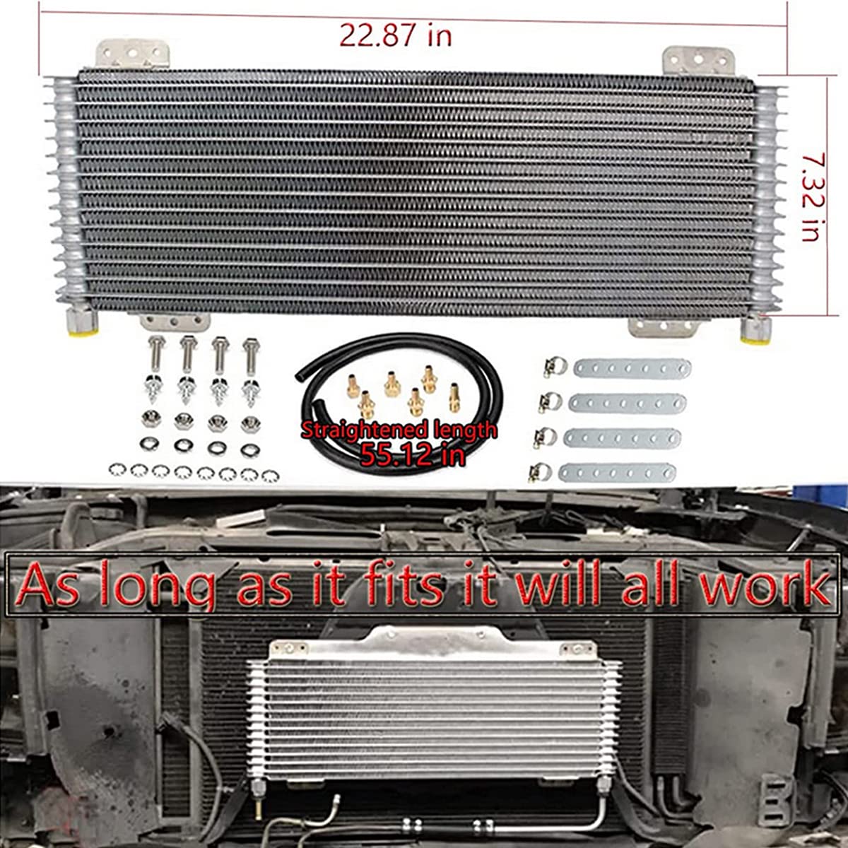 Wzruibo 40K Transmission Oil Cooler Kit Compatible With Heavy Duty 40,000 Gvw Max Low Pressure Drop Trans Cooler With Mounting Hardware, Towing Applications And Advanced Cooling Protection #Lpd47391