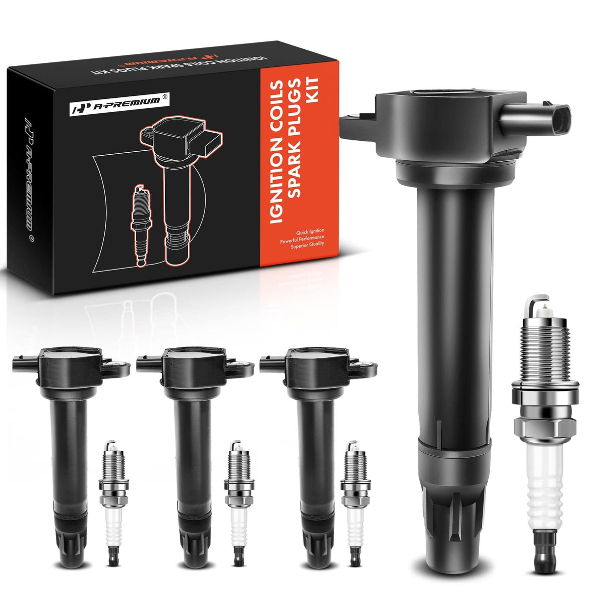 A-Premium Set Of 4 Ignition Coil Pack And Iridium Spark Plugs Compatible With Jeep Compass 2007-2017 Patriot & Dodge Journey Avenger Caliber & Chrysler 200 Sebring