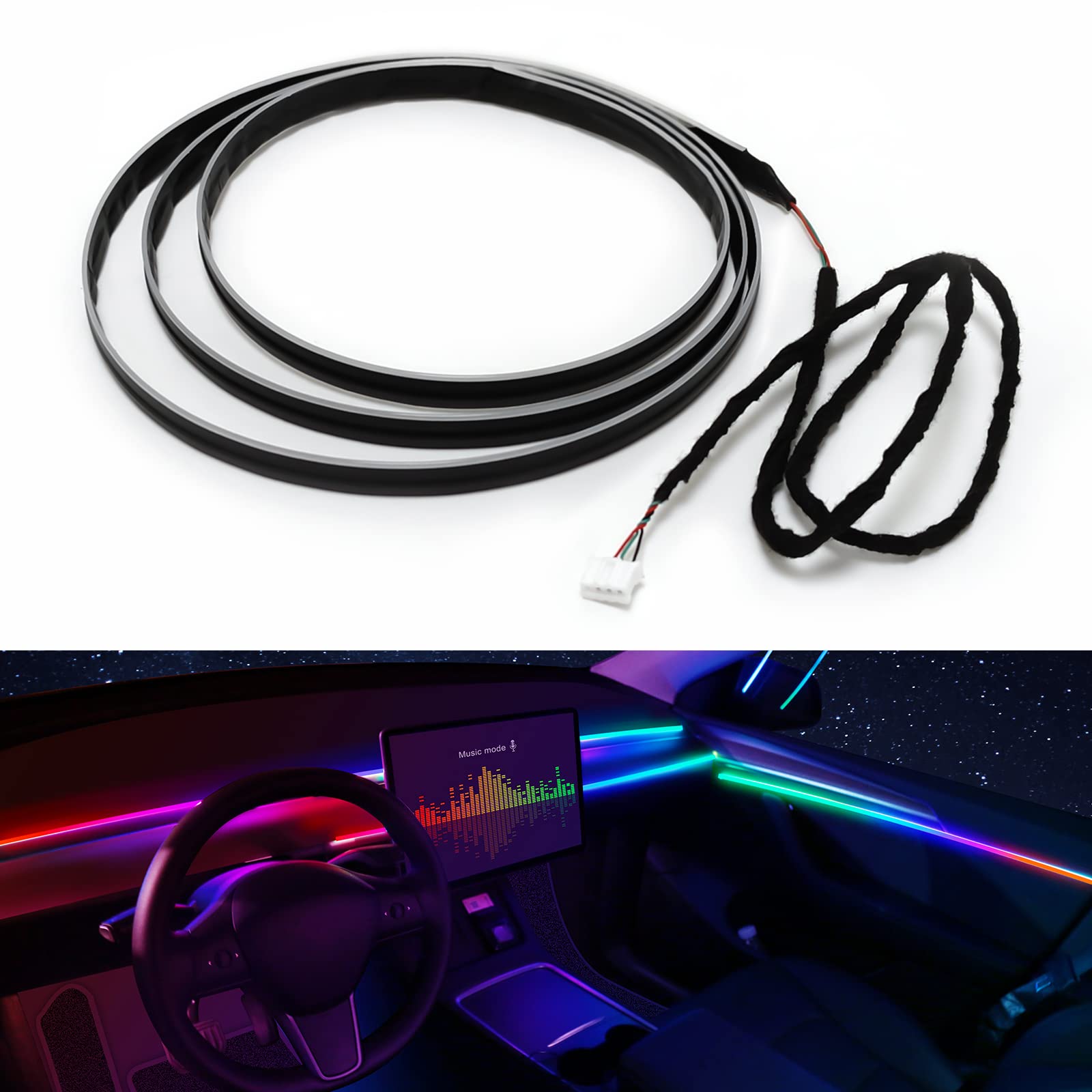 Dreamcolor Acrylic Interior Car Led Strip Light 43-Inch, Which Fit For Dreamcolor Main Controller Connects And Sub-Controller Ki