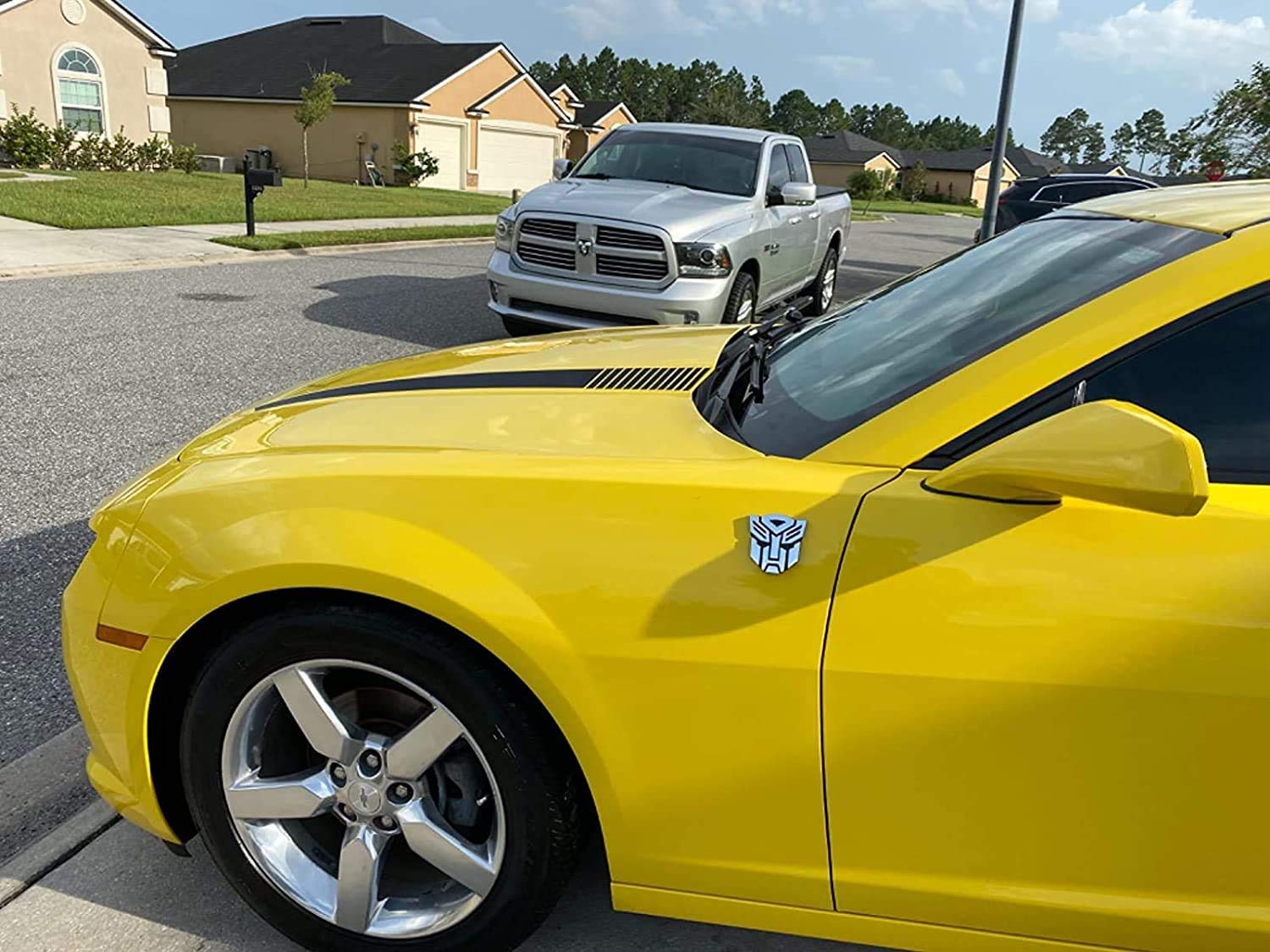 2 Pcs In Set Transformers Emblem - 3'' Tall For Car Autobot Sticker Pair Chrome Finish Pvc Auto Emblems Transformers Autobot Car