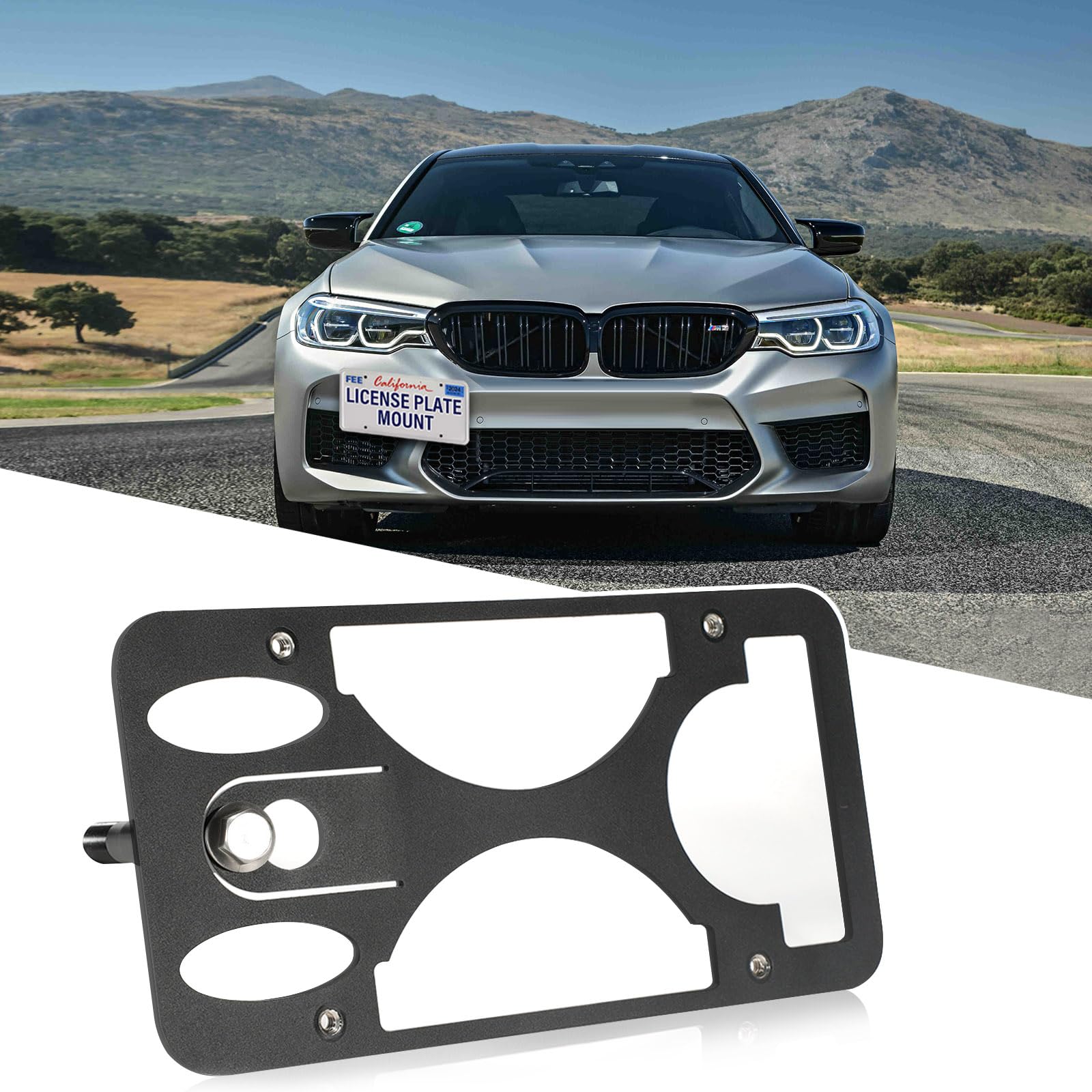 Front License Plate Holder Compatible with BMW M5 2017-2023 Front Bumper Tow Hook License Plate Mounting Bracket Holder No Drill