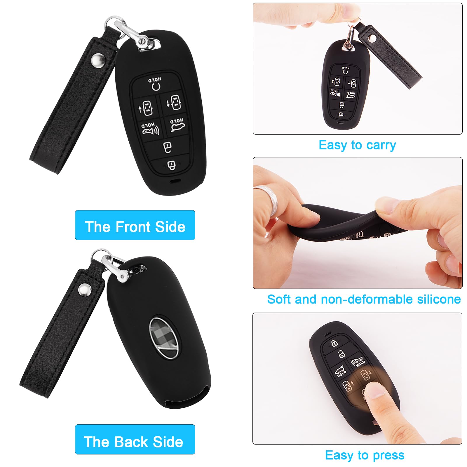 Koaudb Silicone Rubber Key Fob Cover Fit For For 2024 2023 2022 Hyundai Sonata Santa Fe Nexo Tucson Palisade Smart Car Key Fob C