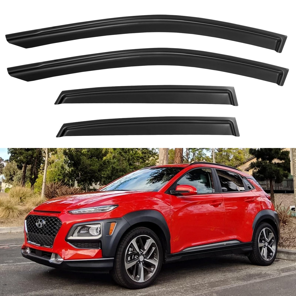 Window Visors Rain Guards for 2018-2023 Hyundai Kona, Out-Channel Window Vent Wind Deflectors Visors Shades for 18-23 Kona