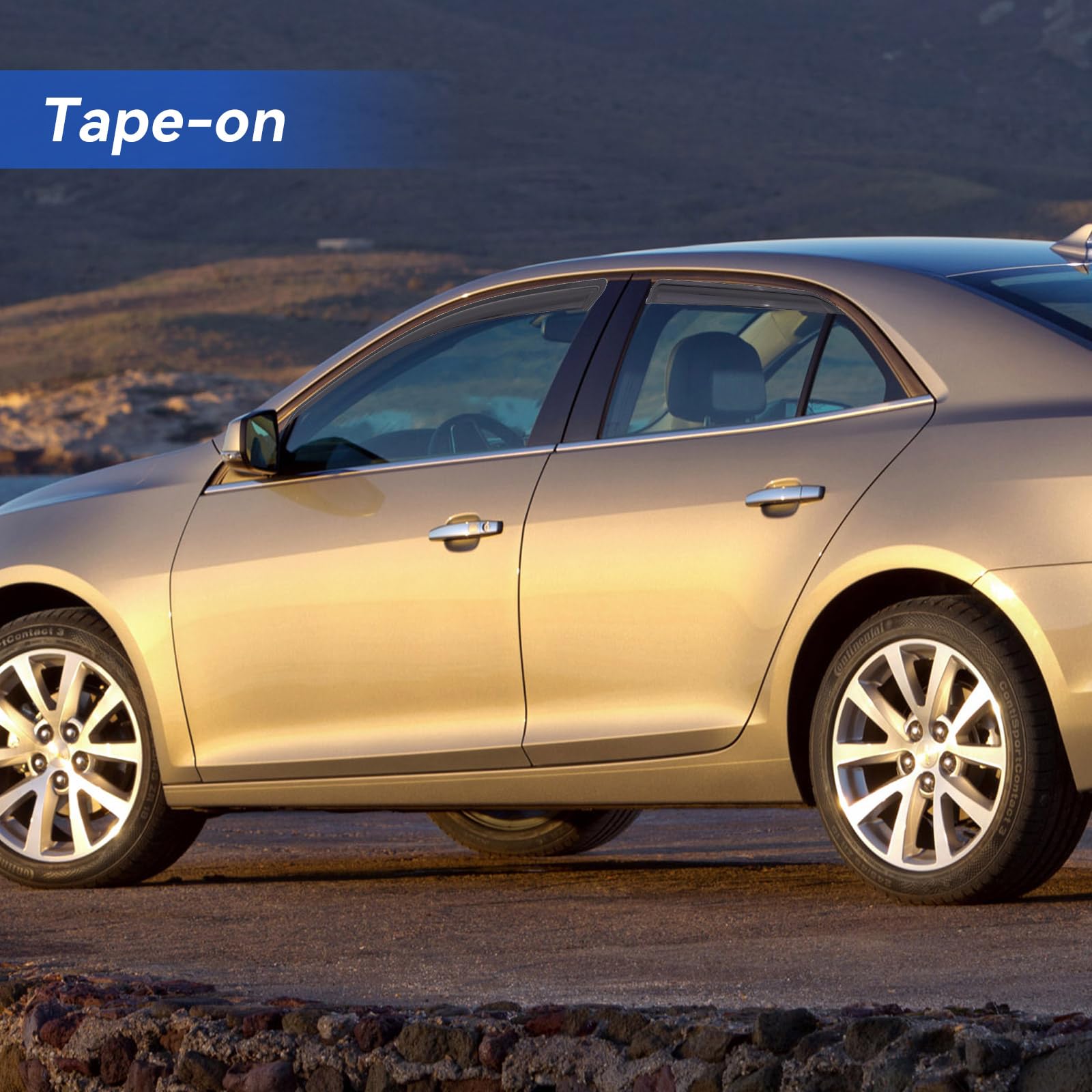 Window Visors Rain Guards Shield for 2008 2009 2010 2011 2012 Chevy Malibu, Out-Channel Window Vent Wind Deflectors Visors Shade