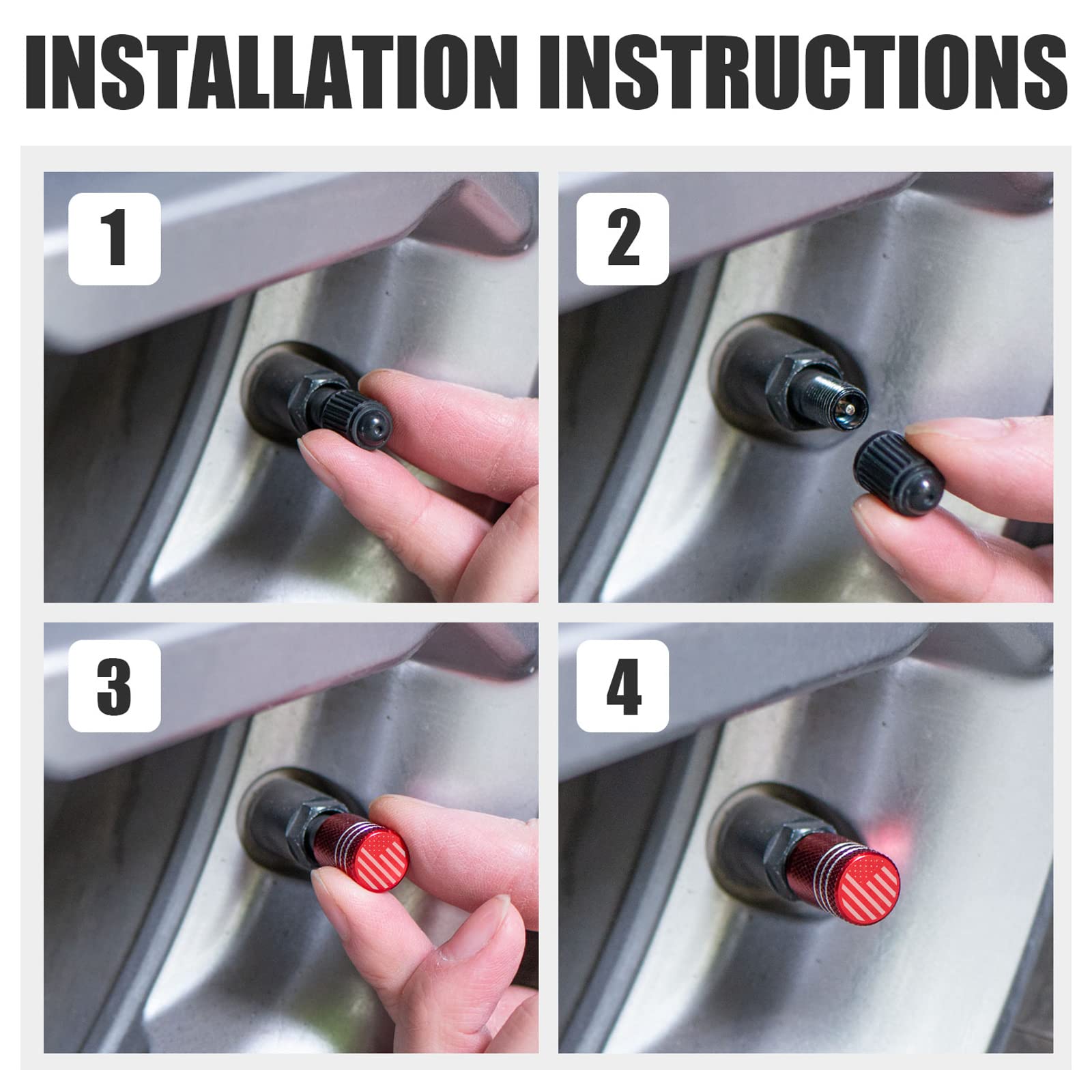 Tire Valve Stem Caps for Car Tire Cap 5 Pack Corrosion Resistant Leak-Proof Premium Alloy Universal fit for Car Bike Truck Motor