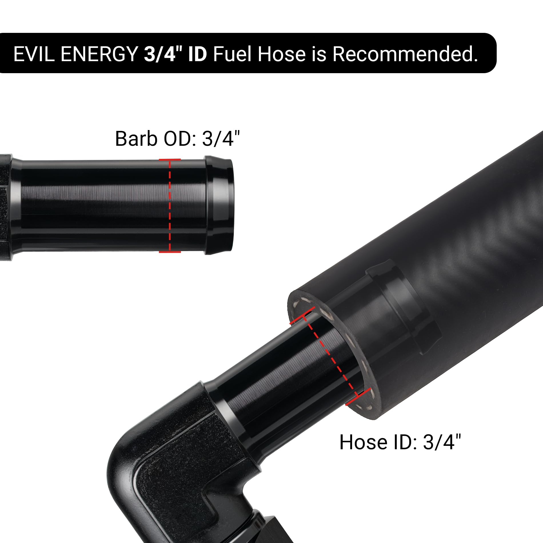 Evil Energy 10An Female To 3/4'' Barb Hose Fitting 90 Degree Swivel