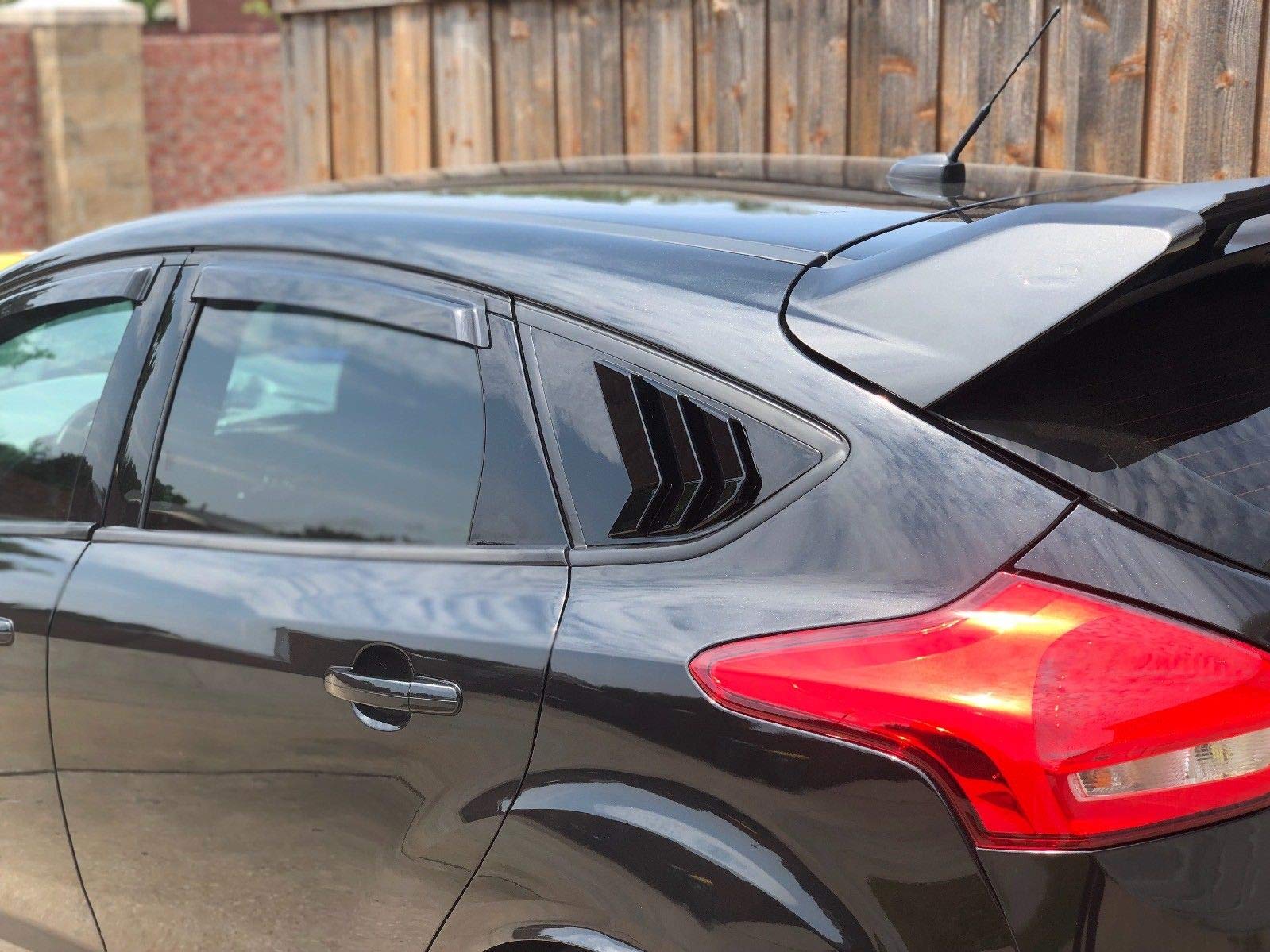 ruihe Fit for Ford Focus ST RS MK3 2PC Window Side Louvers Vent, Shiny Black, Plastic, Model ff1s, 2012-2018