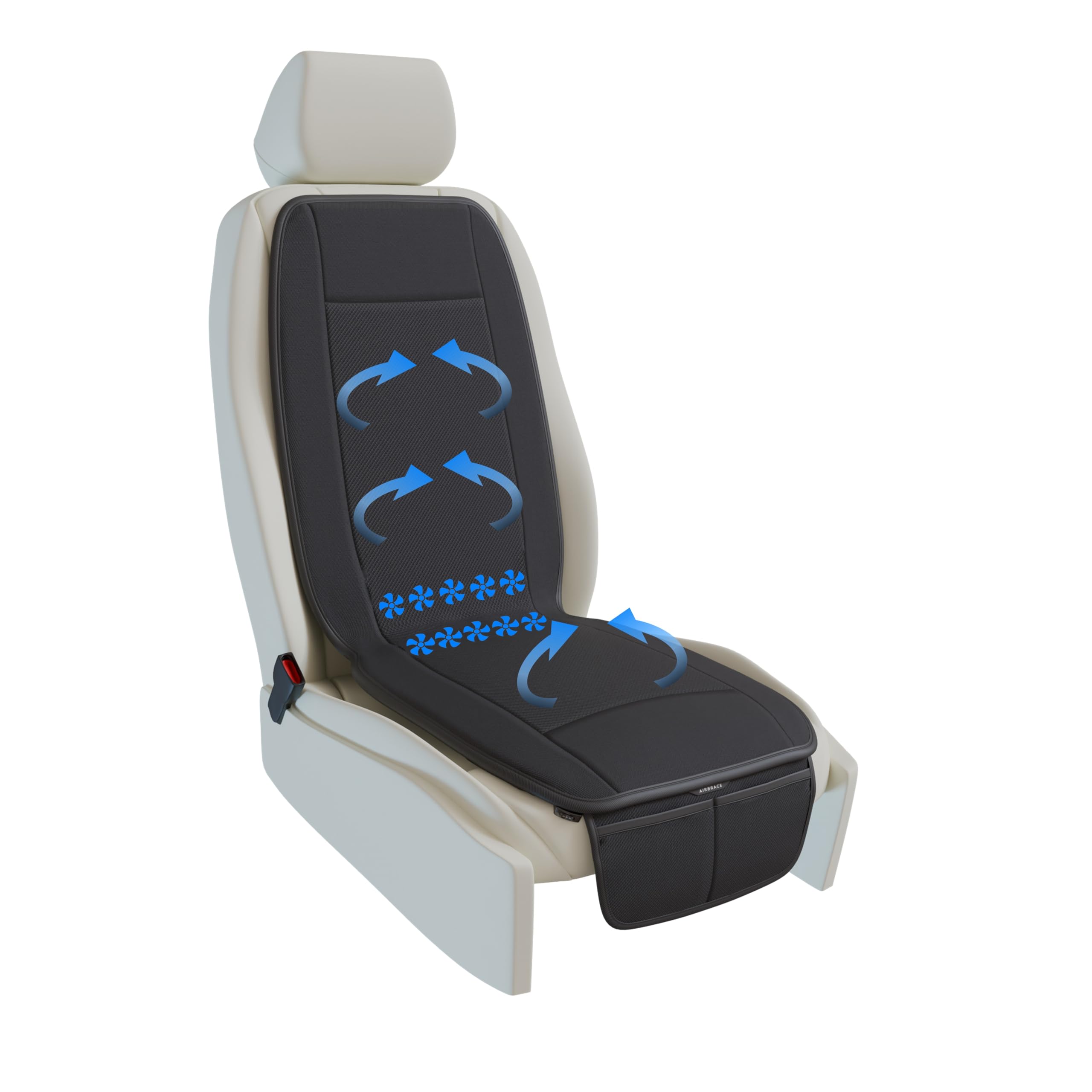 AIRBRACE Apron Pro (2025 Model) | 10x Inbuilt Fan Fitted Ventilated Seat Cushion | Cooling Seat Cushion | Car Accessory | Suitab