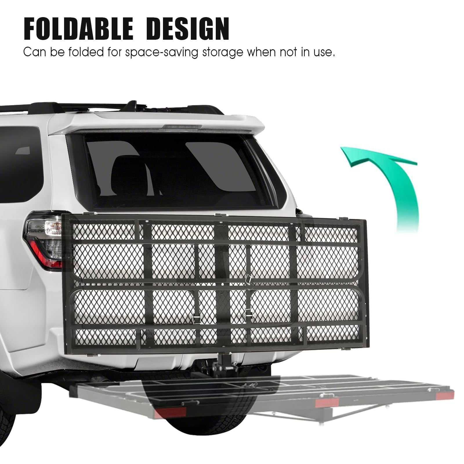 LITBM Hitch Cargo Rack, 60 x 24 x 14 Inch Folding Hitch Mount Cargo Carrier with High Side Rails for Trailer RV Truck SUV Van, 5