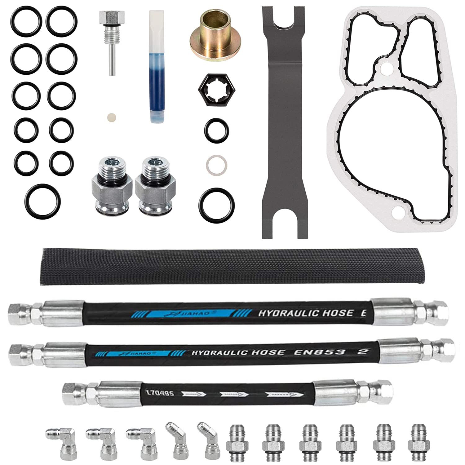 High Pressure Oil Pump HPOP Hoses Lines Kit & Crossover Line & Master Service Kit for Ford 7.3L Powerstroke Diesel engines F-ser