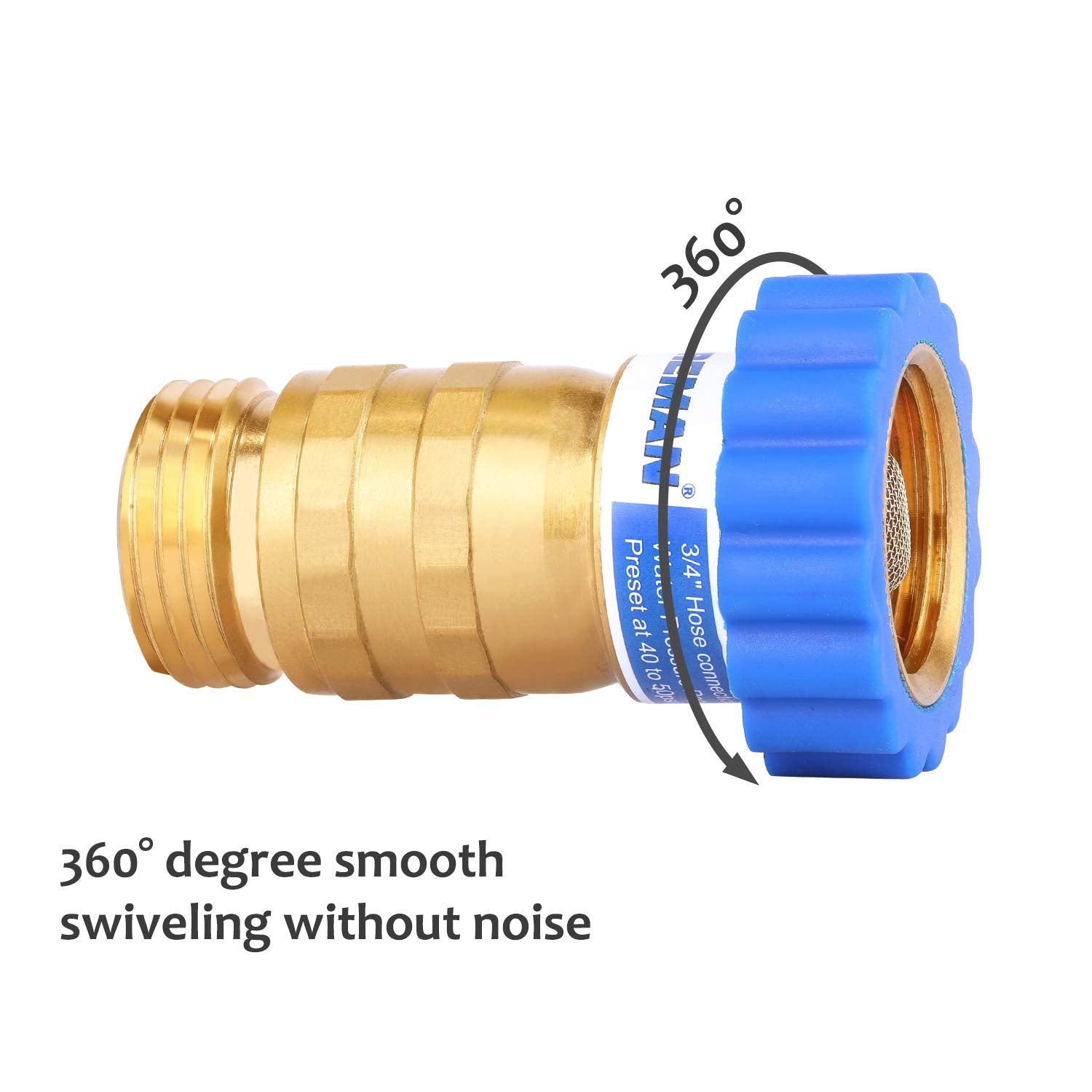 Measureman Lead-Free Brass, Water Pressure Regulator 2Pc, Pressure Reducer For Camper, Trailer, Rv, Garden, Plumbing System, 40-