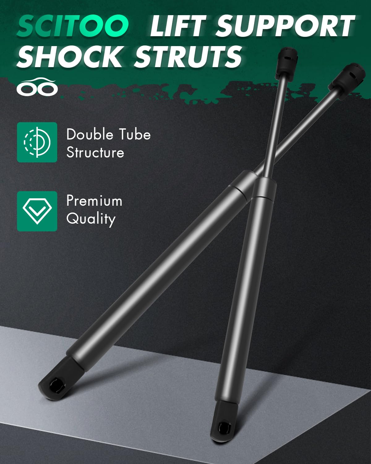 Scitoo 6167 12.36Inch Lift Supports Fit For Chevrolet For Malibu 2008-2012 Rear Left And Right Trunk Shock Struts 2Pcs