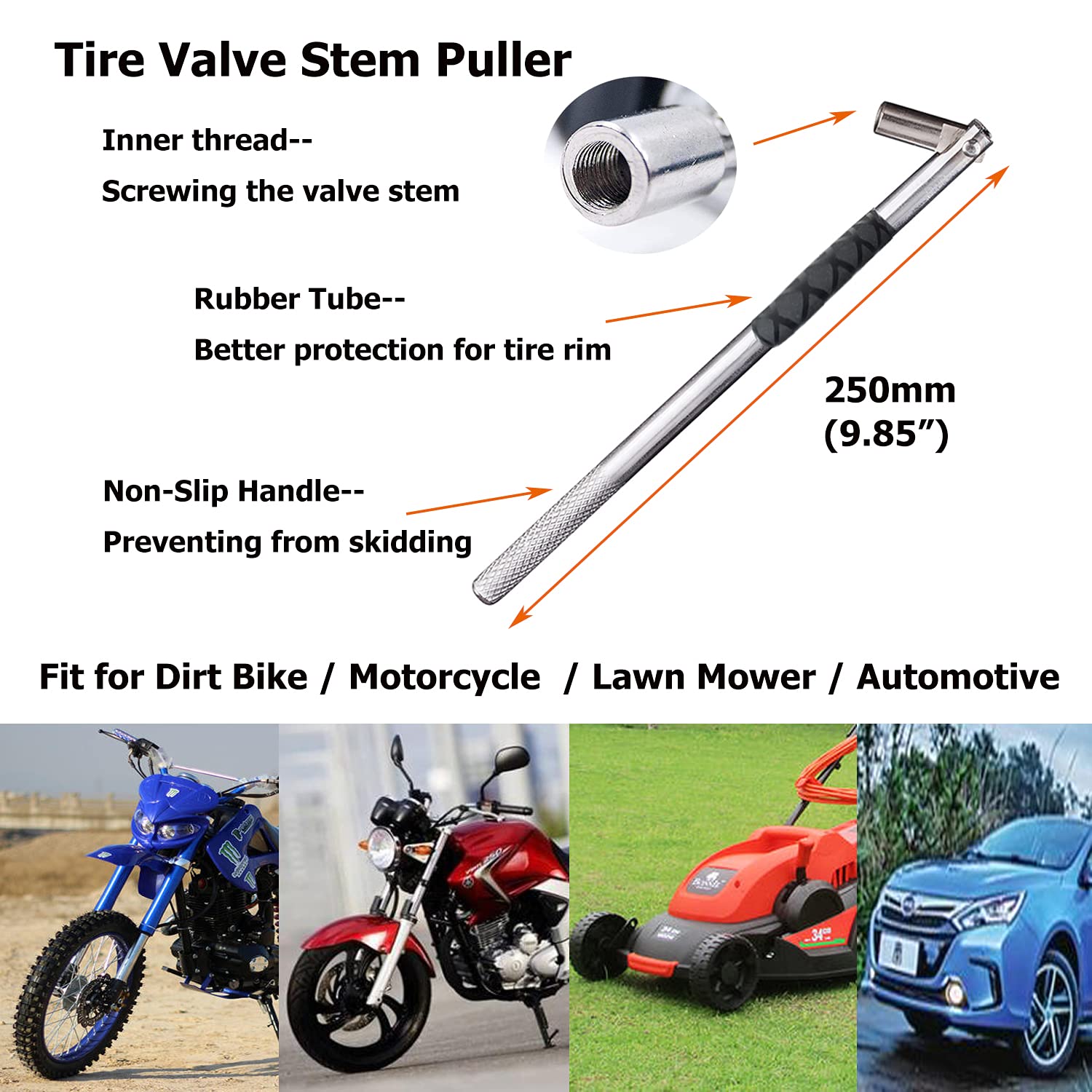 Dr.Roc Tire Valve Stem Puller Tools Set -1 X Valve Stem Installer, 10 X Brass And Ozone Resistant Epdm Snap-In Tire Valve Stem W