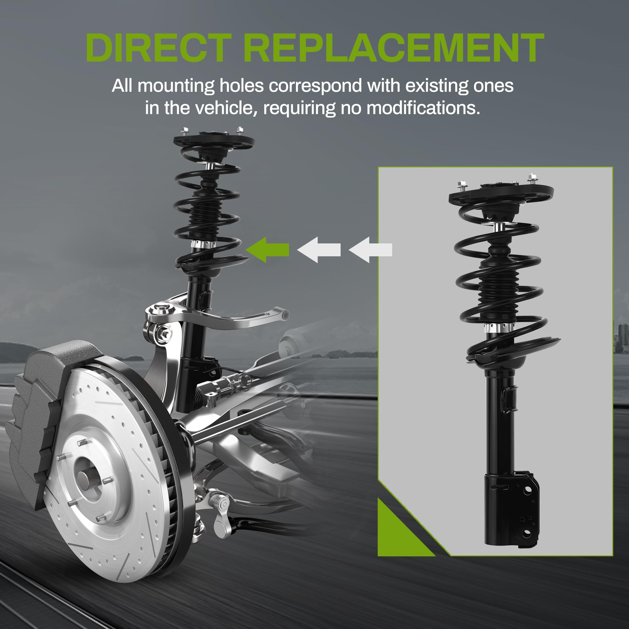 Autosaver88 Rear Complete Struts Shocks Assembly Compatible With 2005-2009 Buick Lacrosse, 2004-2013 Chevy Impala, 2004-2007 Che
