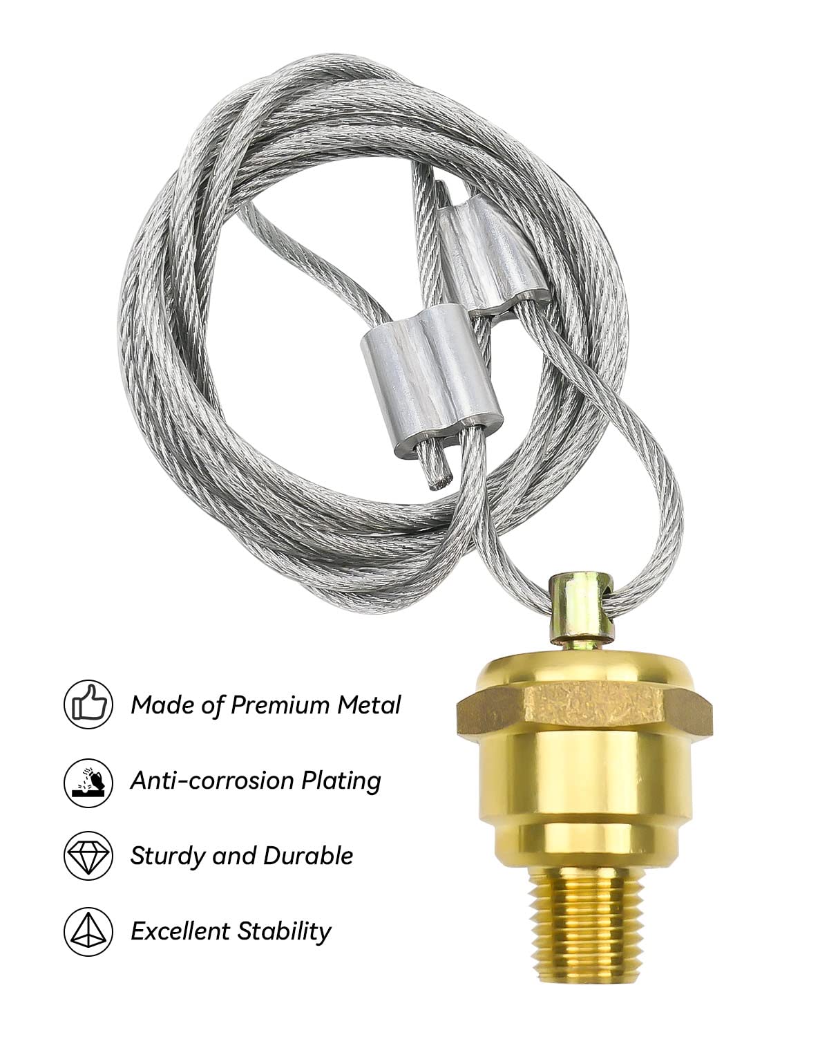 2 Pack Of     Npt Air Tank Drain Valve With 60'' Cable, Air Brake Reservoir Drain Valve Air Compressor Drain Valve For Semi Truc