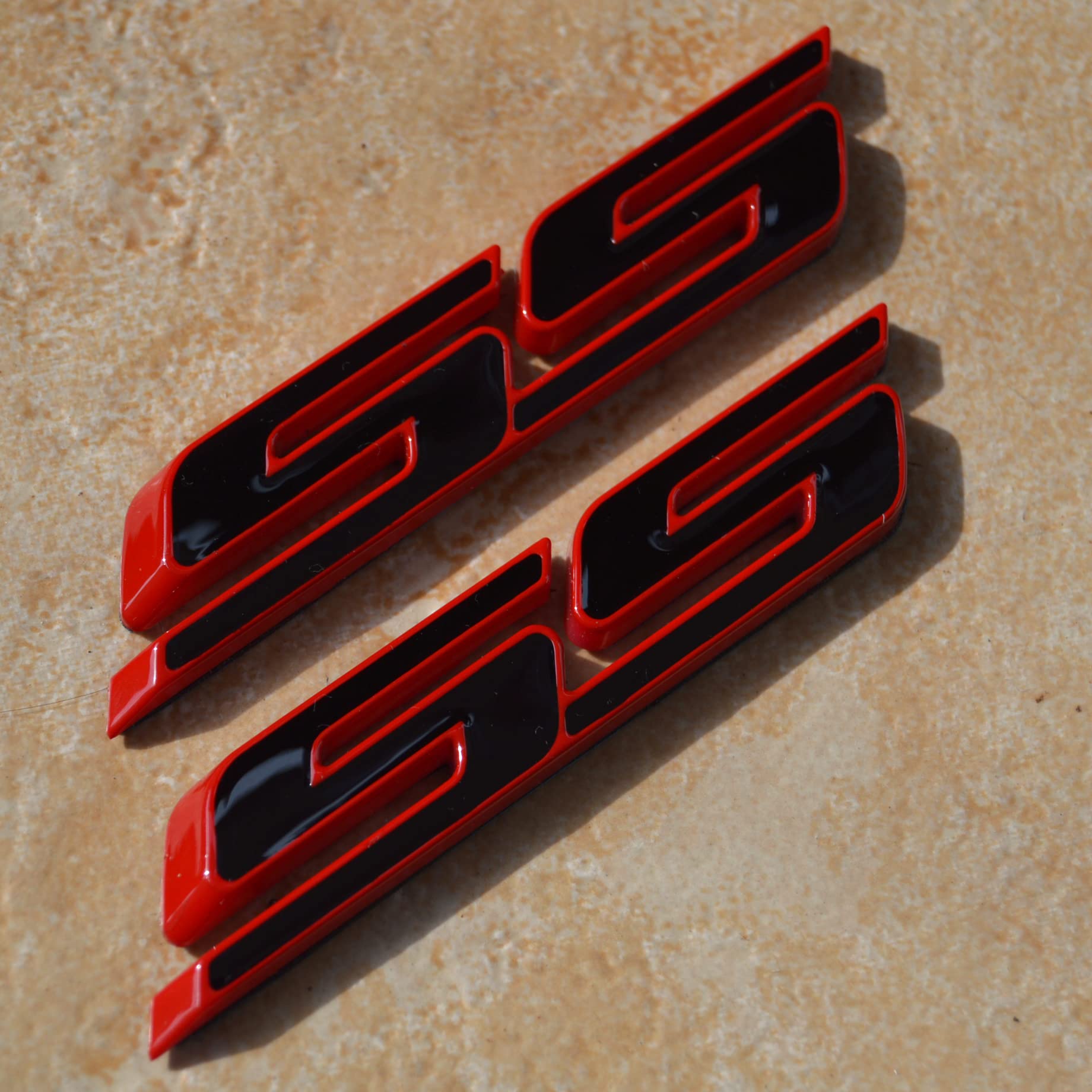 (Set Of 2) Slant Ss Grill Side Fender Trunk Emblem Badge Decal With Sticker For Chevy Impala Cobalt Camaro 2010 2011 2012 2013 2