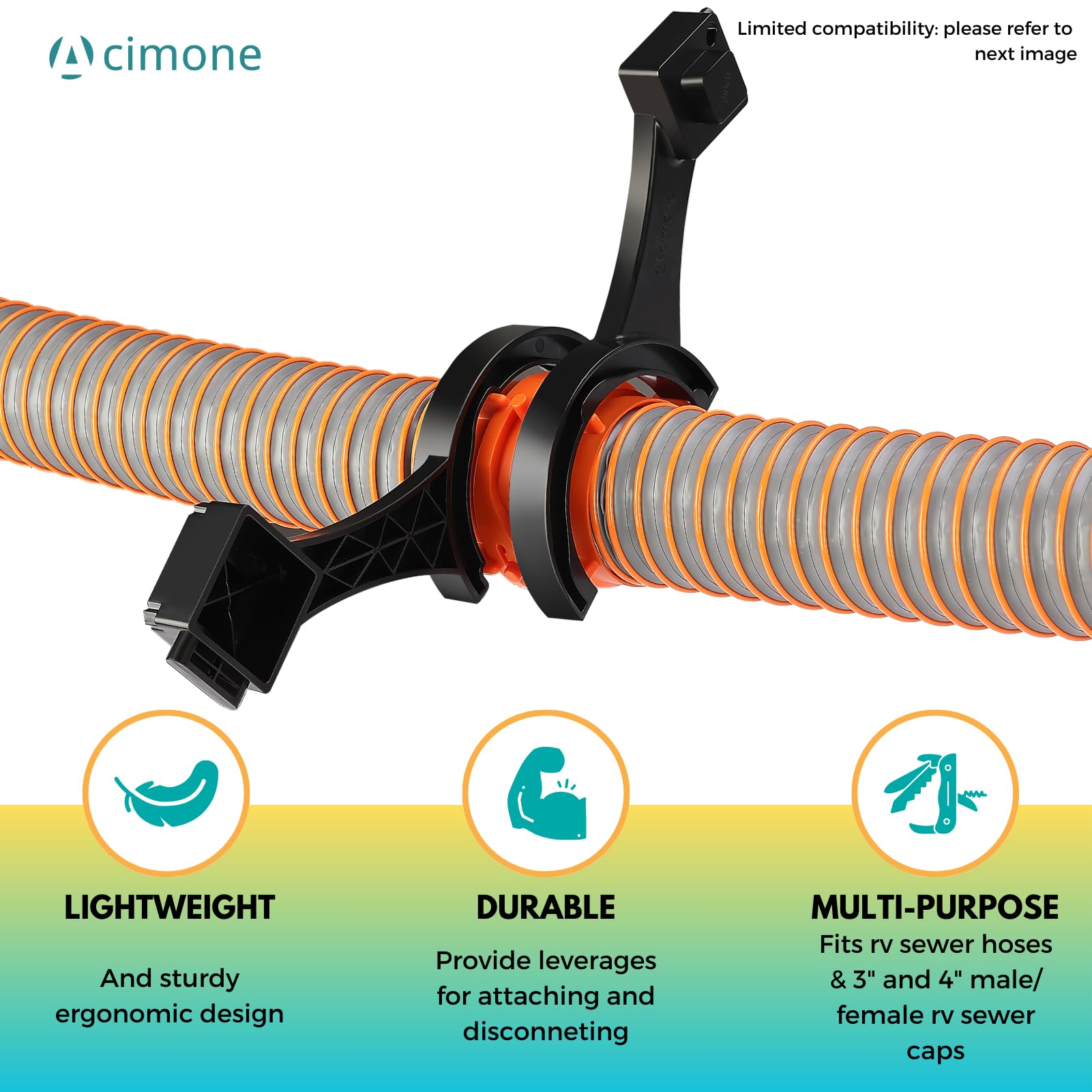 Acimone Rv Sewer Hose Fitting Wrench, Multi-Purpose Rv Sewer Hose Wrench, 2Pc Rv Sewer Cleanout Plug Cap Wrench, Black