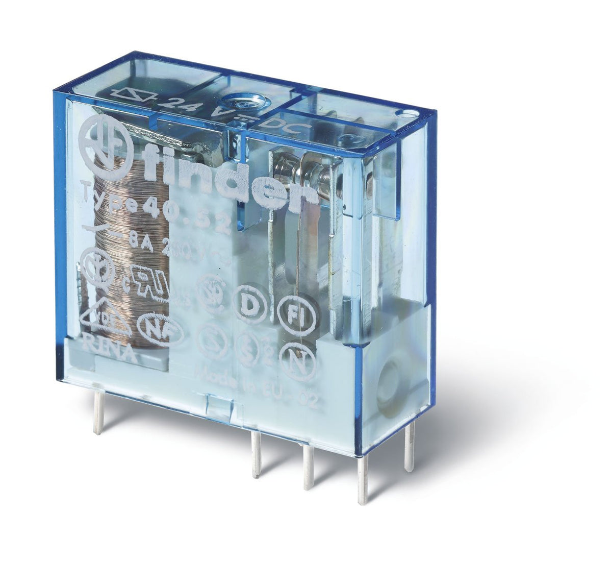 Finder Relay, Dpdt, 250Vac, 8A - 40.52.9.048.0000