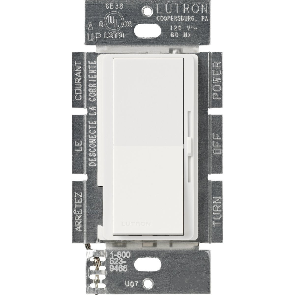 Lutron MAIN-11291, Single Gang, White DVLV-600P-WH LIGHTING DIMMER