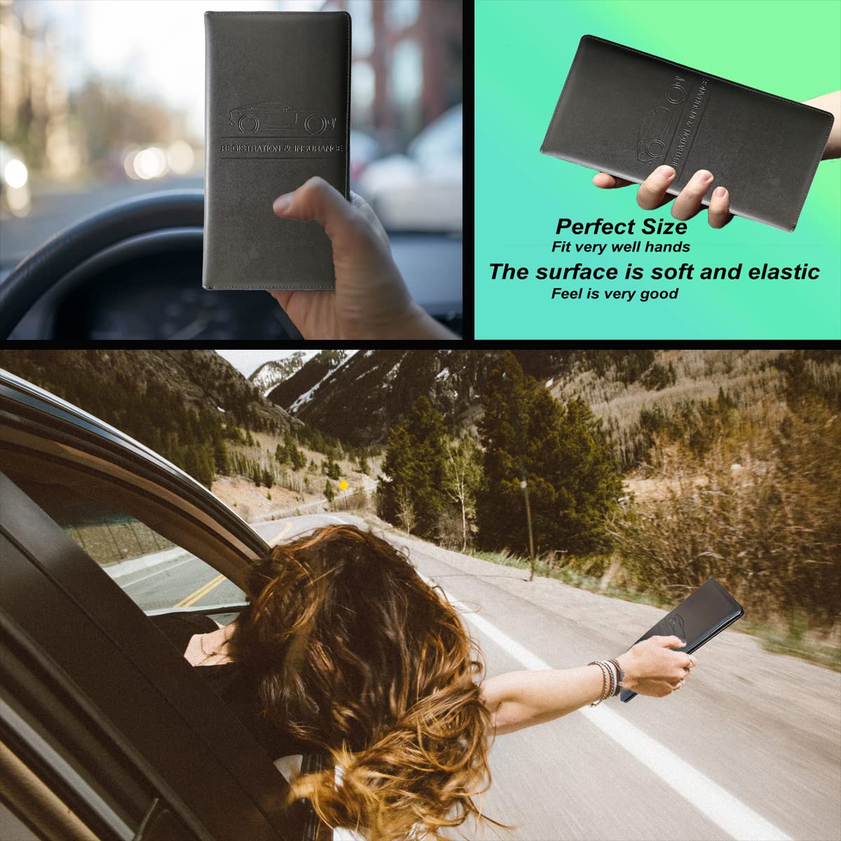 Premium Car Registration And Insurance Holder,Black Registration Insurance Card Holder,Glove Box Organizer Makes Your Documents In Order.