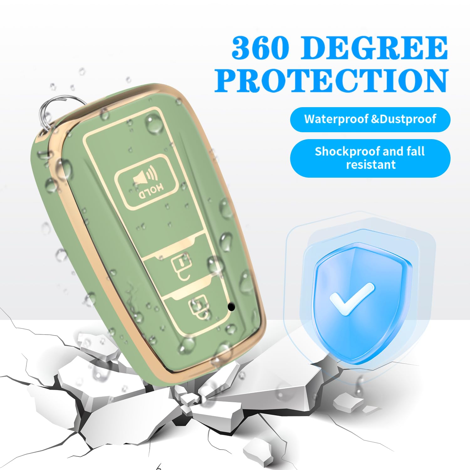 Mild East For Toyota 4Runner Key Fob Cover With Keychain, Soft Tpu Full Protection Key Case Shell Compatible With 2016-2025 Rav4