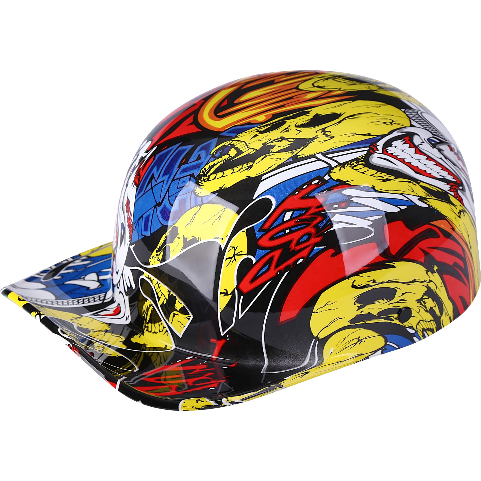 Yesmotor Baseball Motorcycle Helmet Half Cap for Bike Cruiser Chopper Moped Scooter- Dot Approved (Painting, XL)