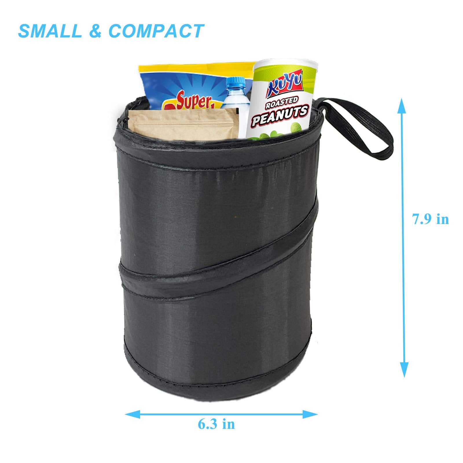 Kitbest 2 Pack Car Trash Can, Leak Proof Garbage Bin, Collapsible Pop-Up Water Proof Bag, Portable Waste Basket Bin, Rubbish Bin (Black)
