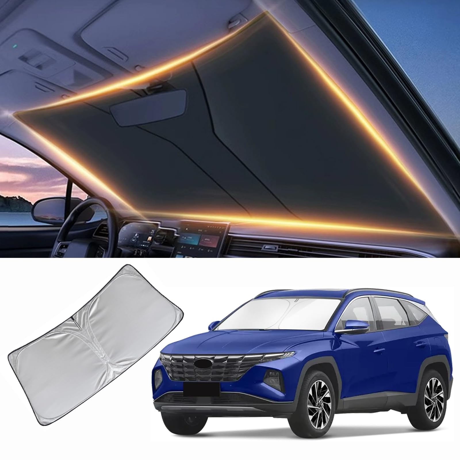 Windshield Sun Shade For Hyundai Tucson Front Window Shades Cover For 2010-2025 Tucson Windshield Sun Visor Protector Car Access