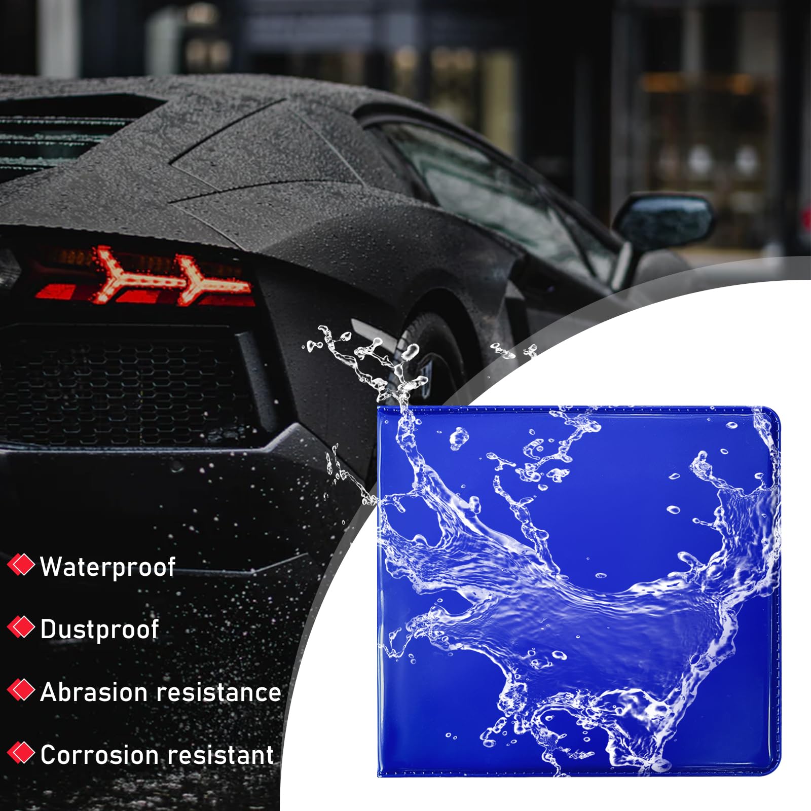 Ziciner 2PCS Car Registration and Insurance Holder, 5.2''   4.7'' Leather Auto Glove Box Organizer with Closure, Essential Car D