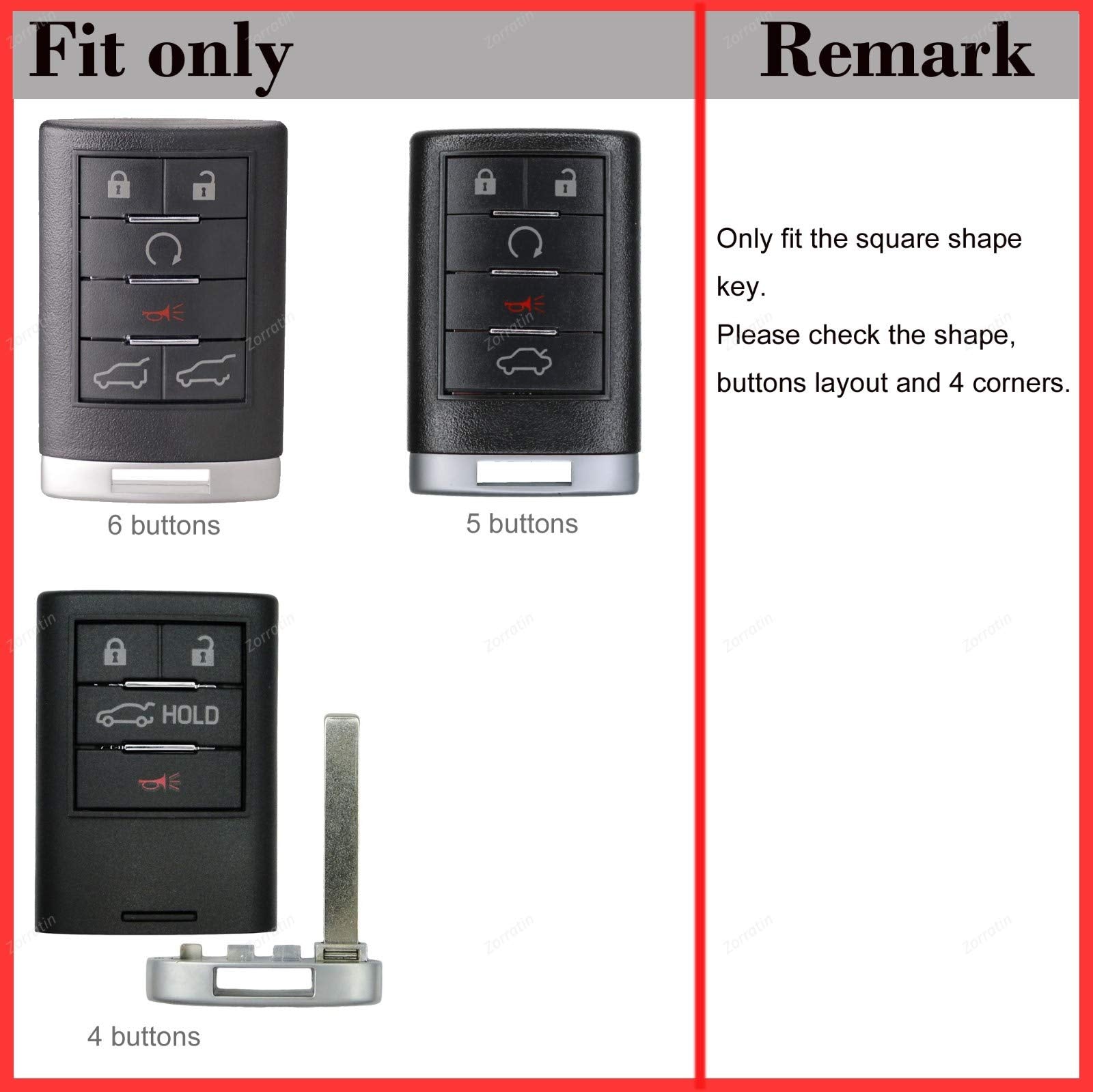 Silicone Smart Key Fob Cover Compatible With Corvette C7 Cadillac Cts Ats Srx Sts Dts