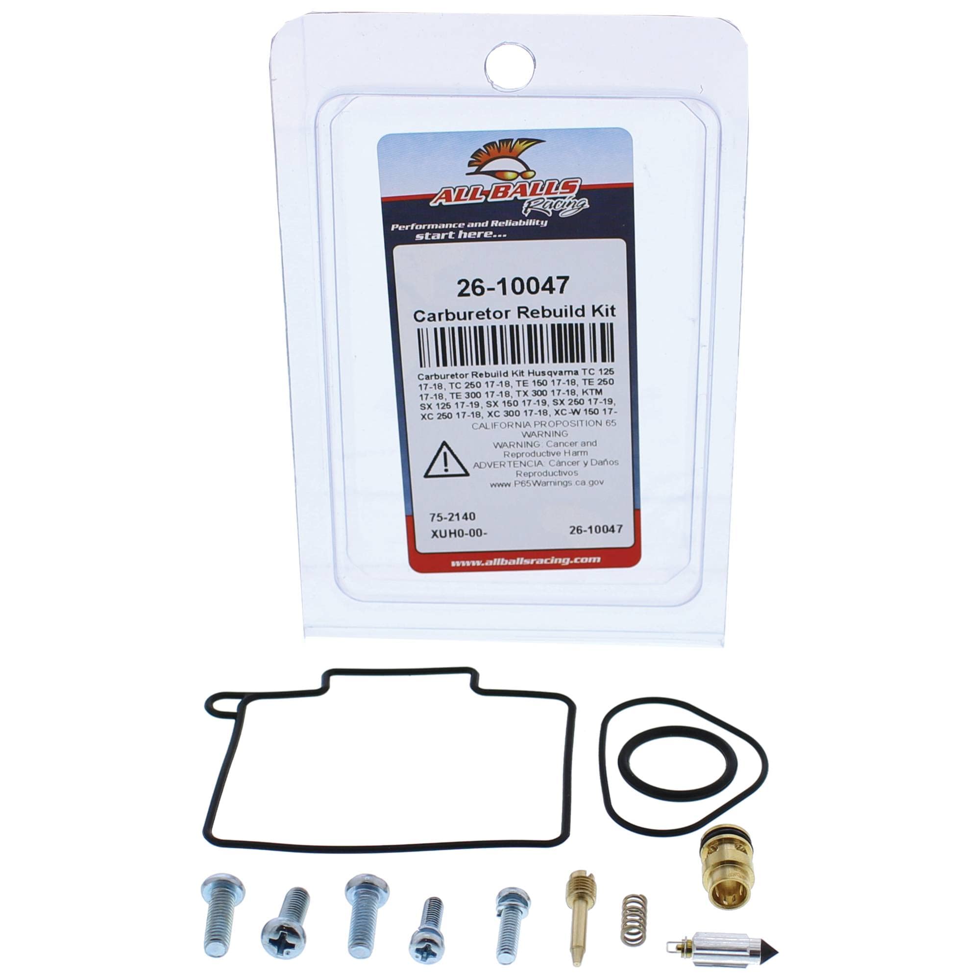 All Balls Racing 26-10047 Carb. Rebuild Kit Compatible With/Replacement For Husqvarna Tc 125 & 250 2017-19, Te 150 2017-2019, Te