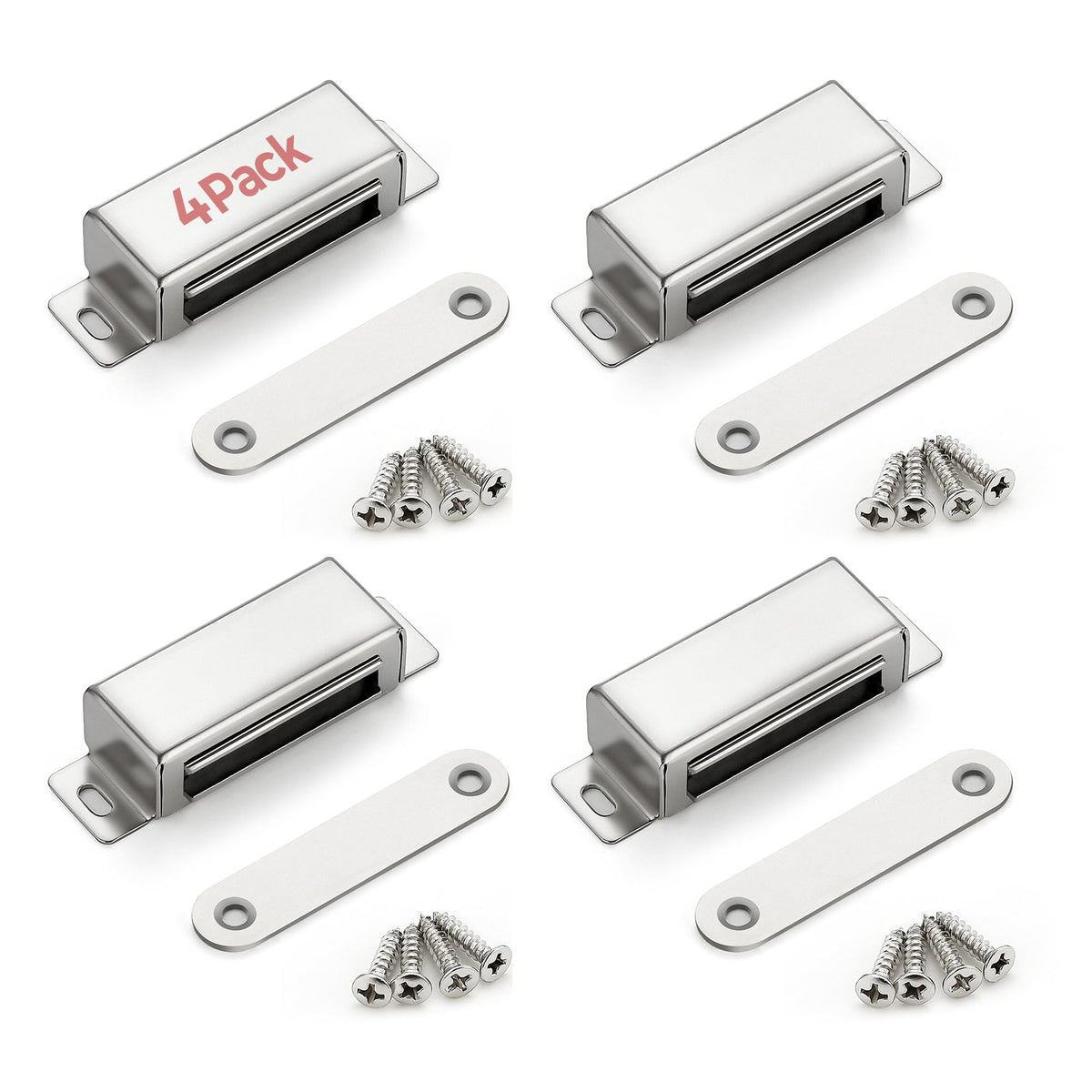 Ravinte Cabinet Door Magnets, 60Lbs Strong Magnetic Door Catch, Heavy Duty Magnet Latch, Closet Door Magnetic Catch, Concealed Magnets For Cabinet Doors Cupboard Drawer Wardrobe Closet, 4 Pack Silver