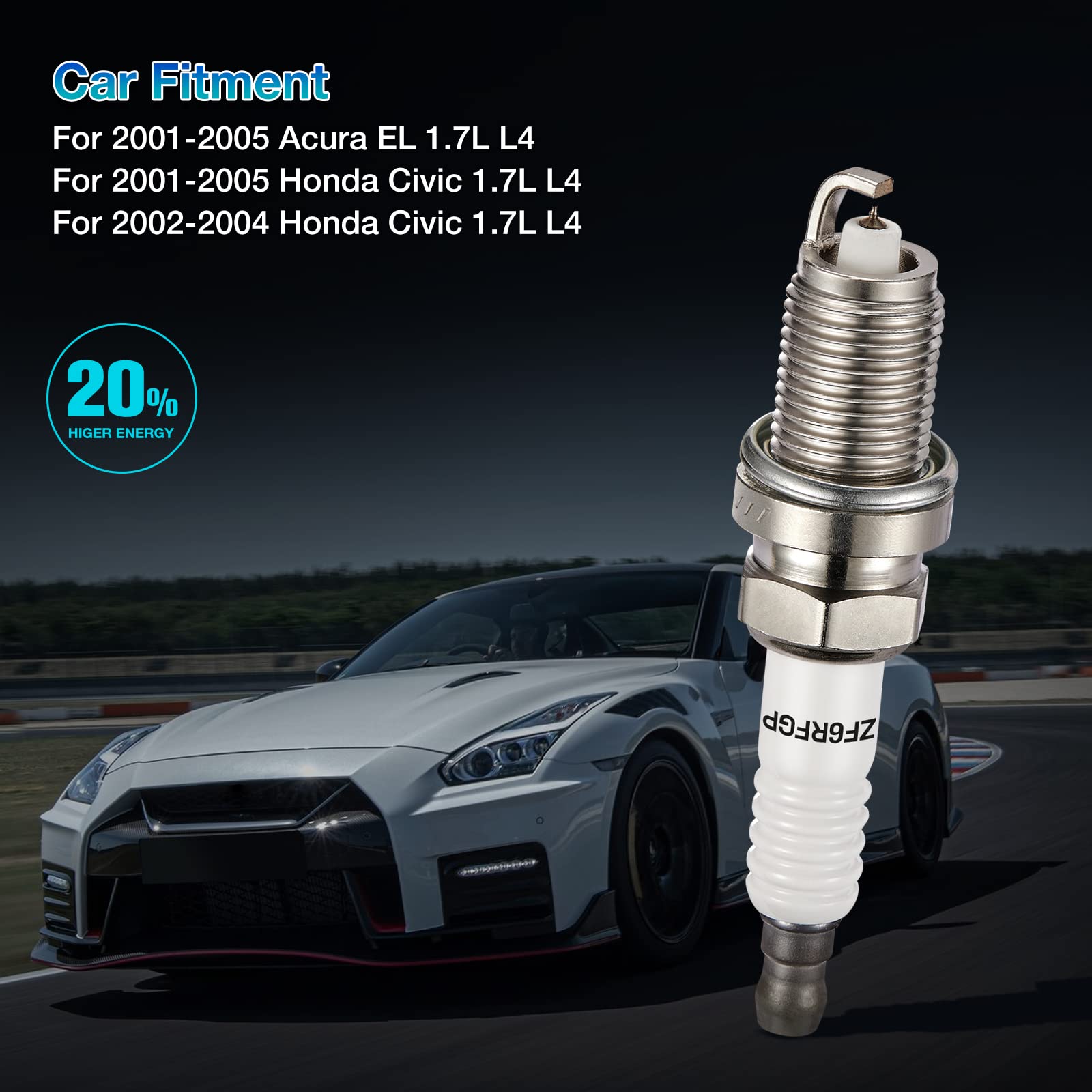 Bdfhyk Set Of 4 Iridium Spark Plug Compatible With Acura El 2001-2005 Honda Civic 2001-2005,1.7L L4 Engine Replacement For 7100 Zfr6Fgp