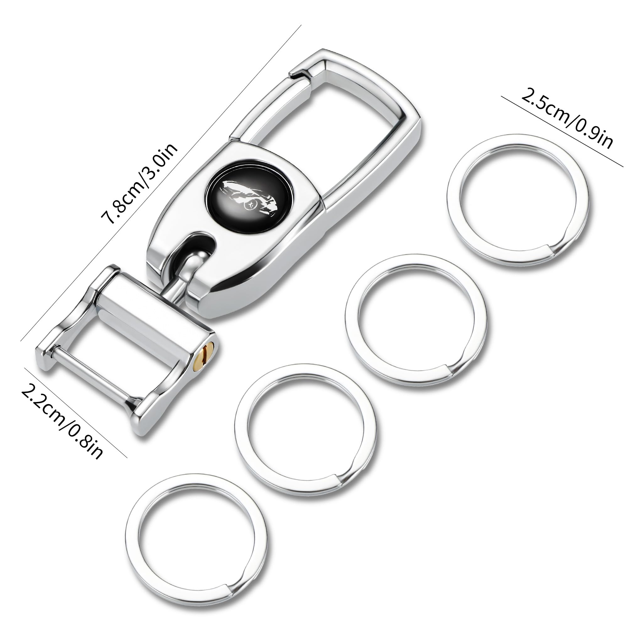 Gkeygo Keychain Carabiner For Keys, Heavy Duty Car Key Chain With 4 Key Rings Quick Release -Keychains Organizer For Men And Wom