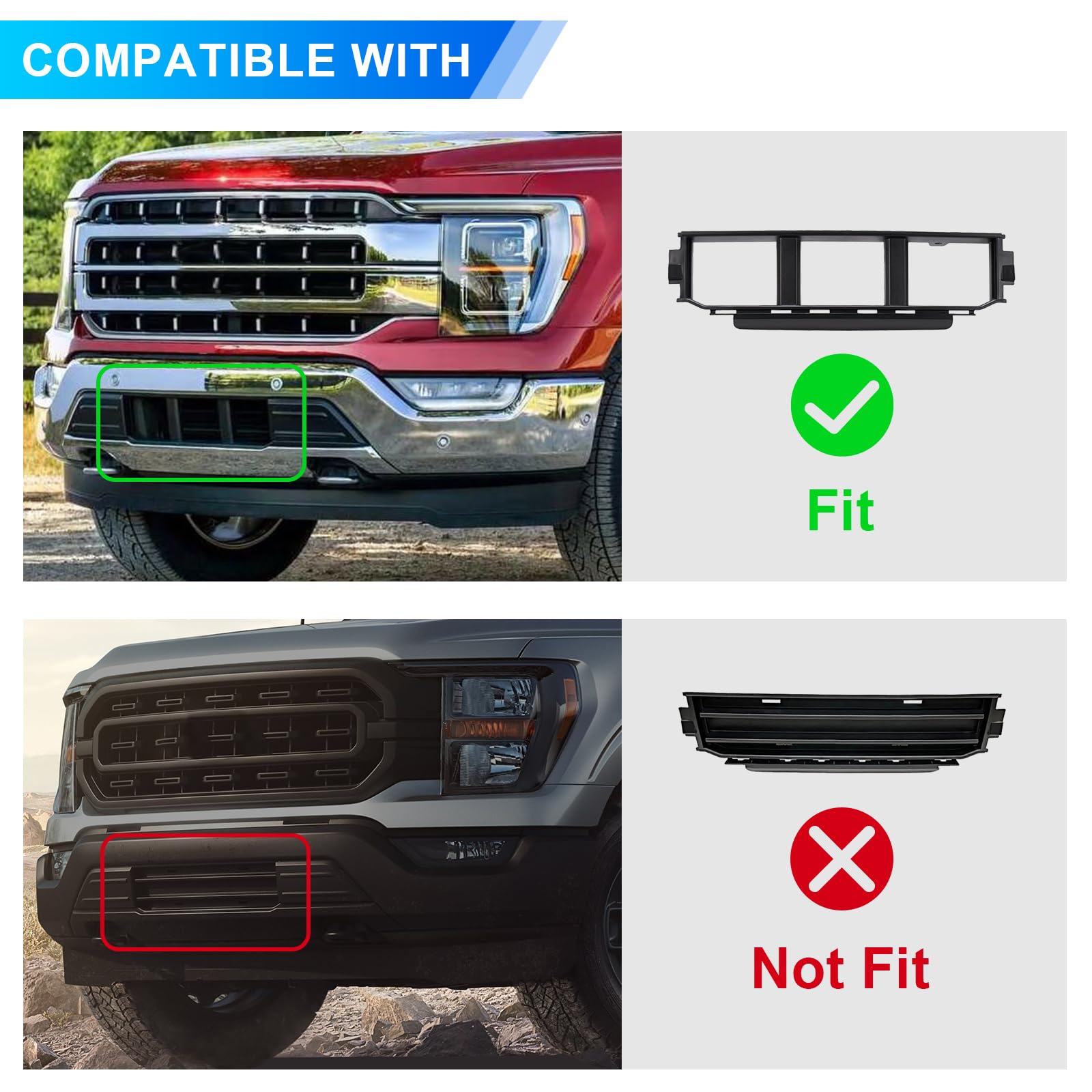 Podestaa License Plate Frame for 2021-2023 Ford F150 - Black ABS, Model FLP-F150, Fits 2.7L 3.0L 3.5