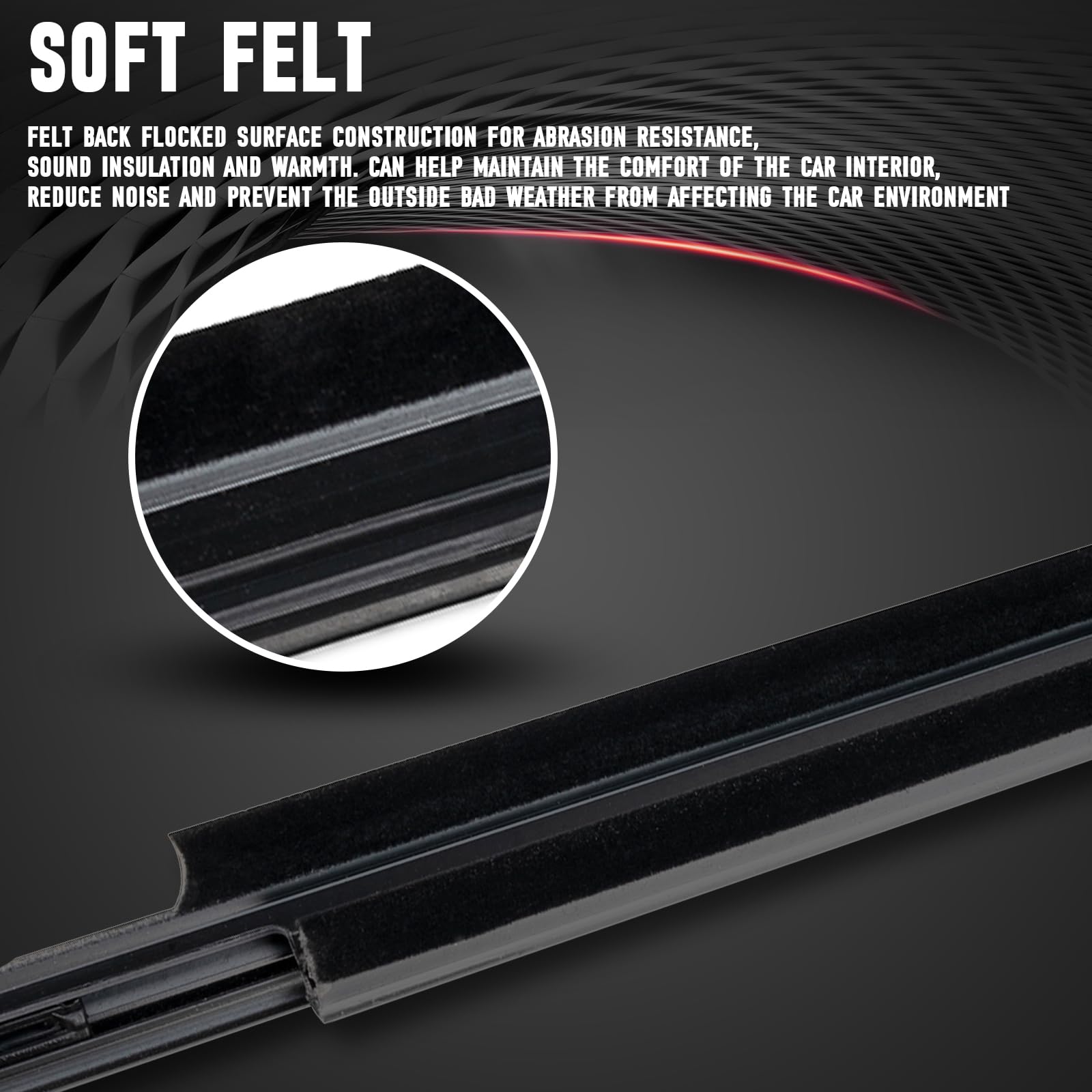 Fomiuzy Outer Window Molding Sweep Felt Trim Seal Weather Stripping Kit Compatible With Toyota 4Runner 2003-2009 Replaces 68161-